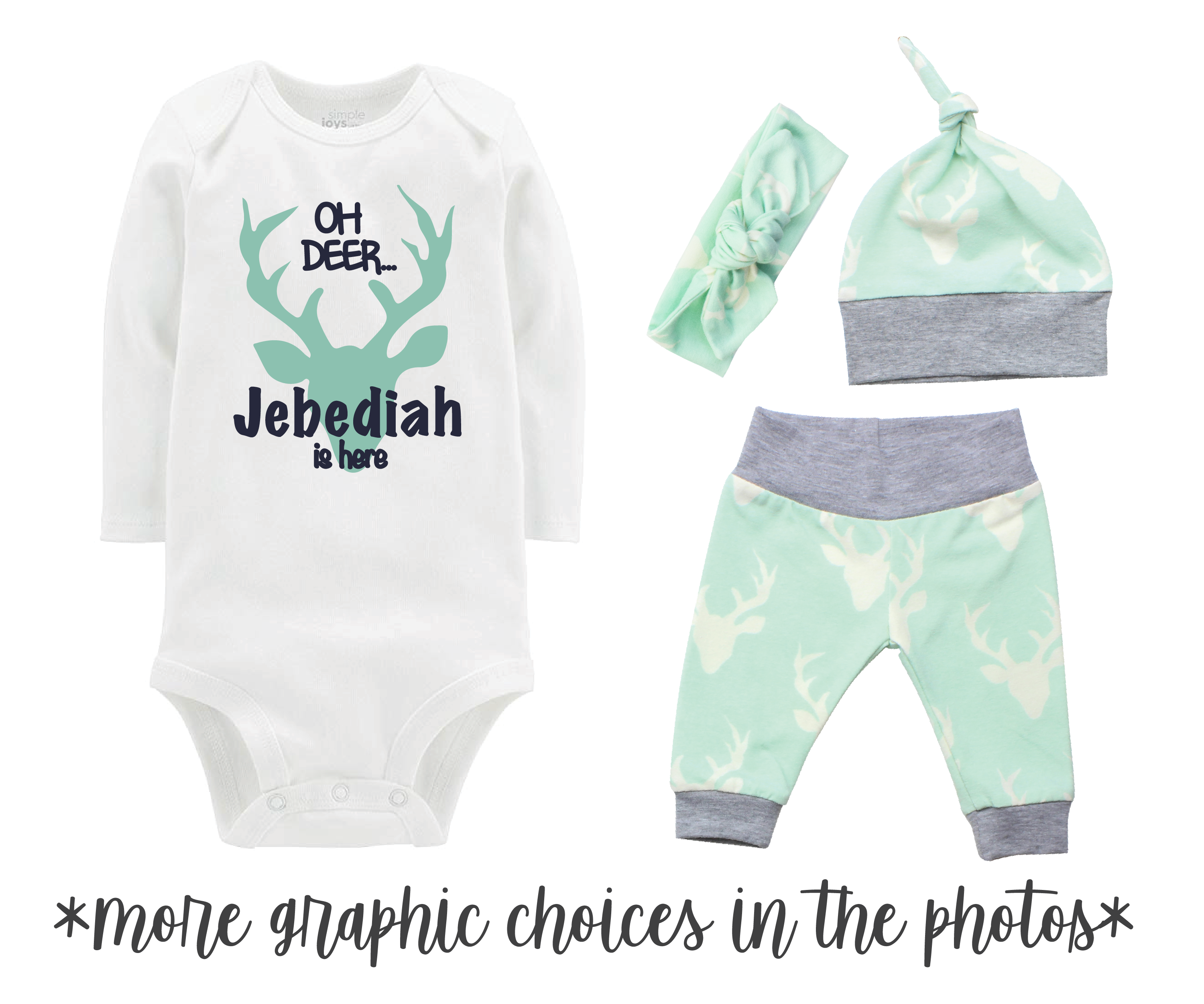 Mint Deer Unisex Baby Outfit