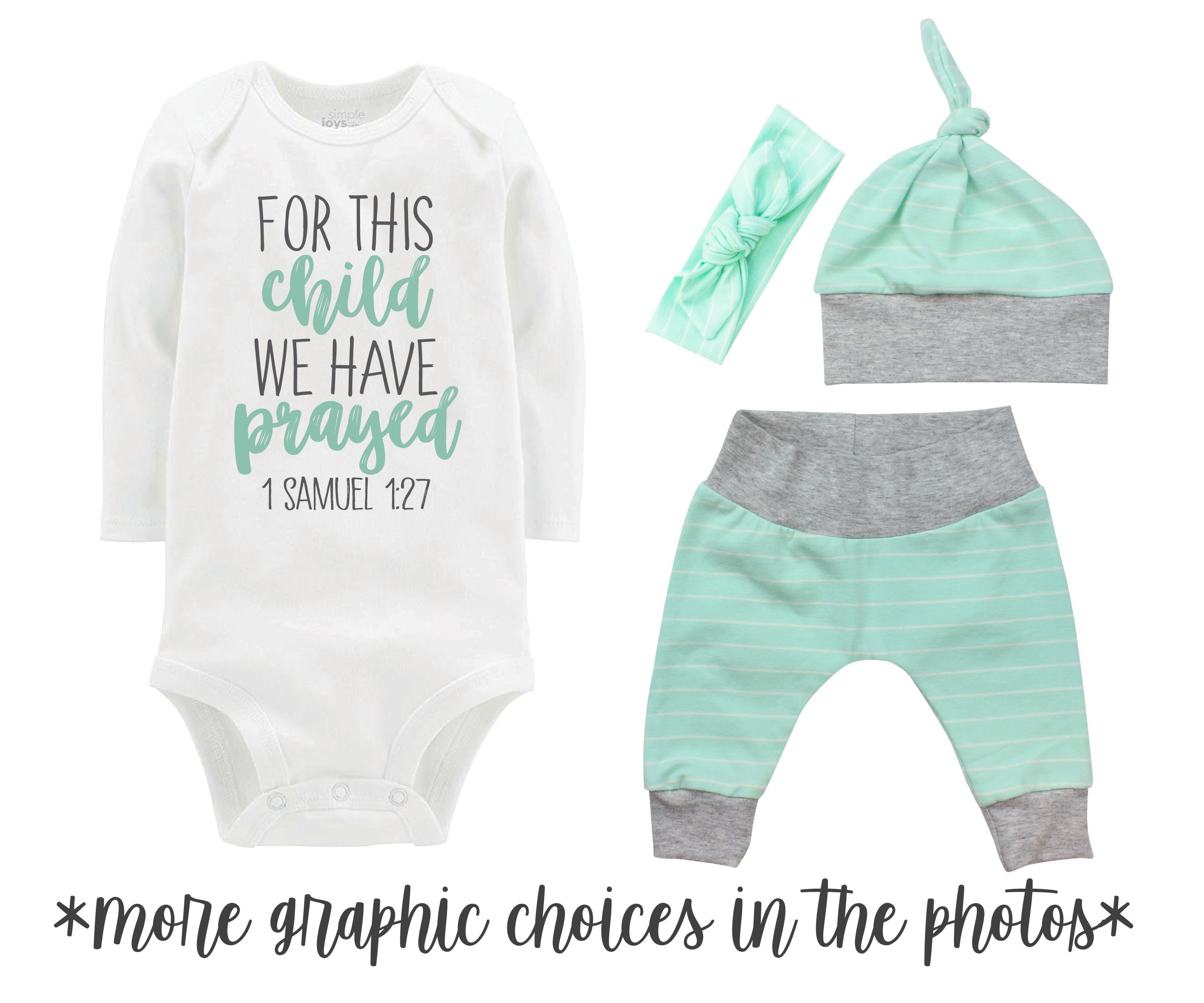Mint Stripe Unisex Baby Outfit