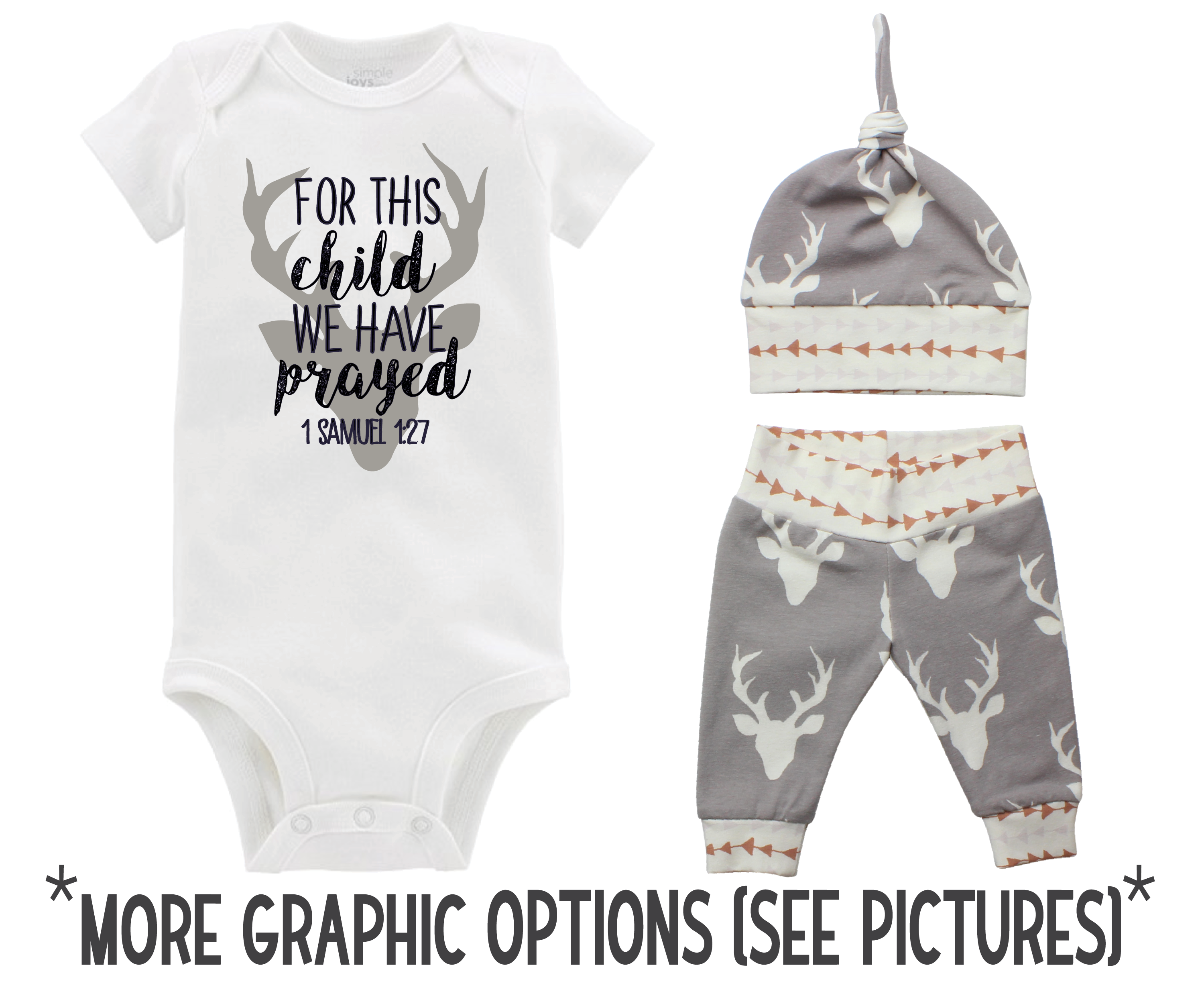 Gray Deer Baby Boy Outfit