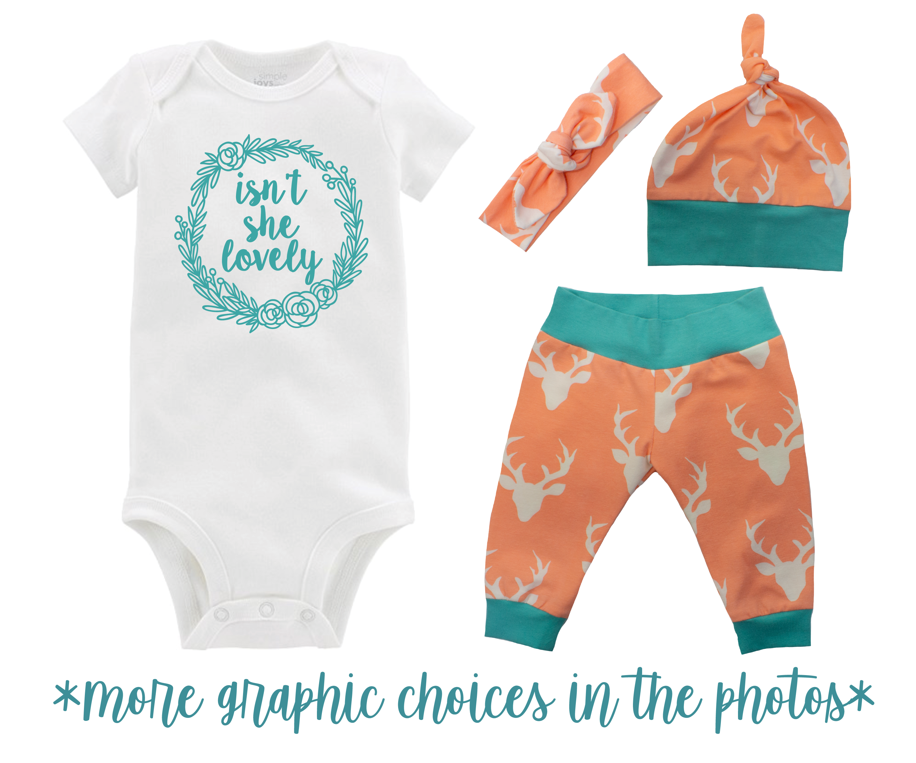 Coral Orange Deer Baby Girl Outfit