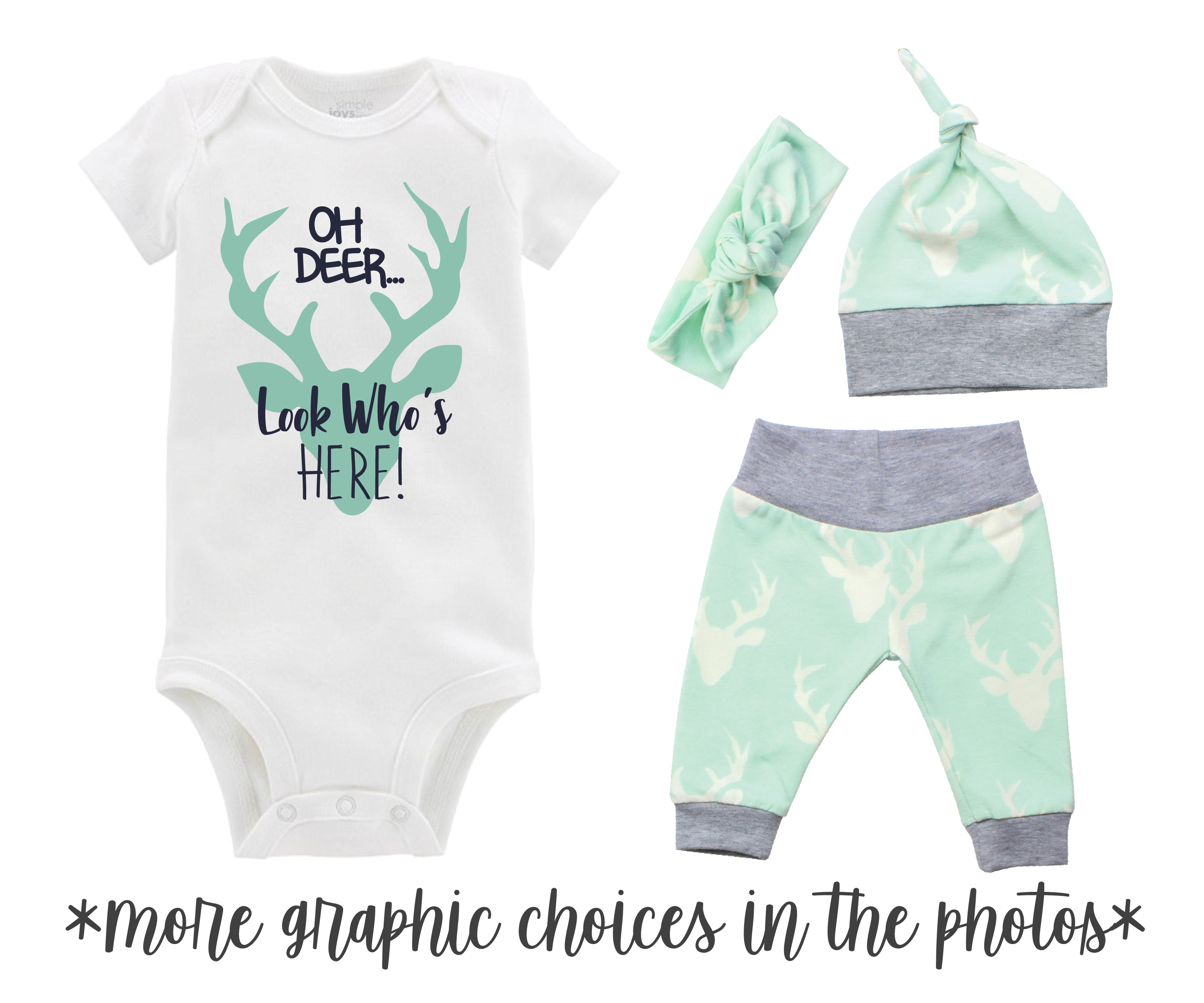 Mint Deer Unisex Baby Outfit