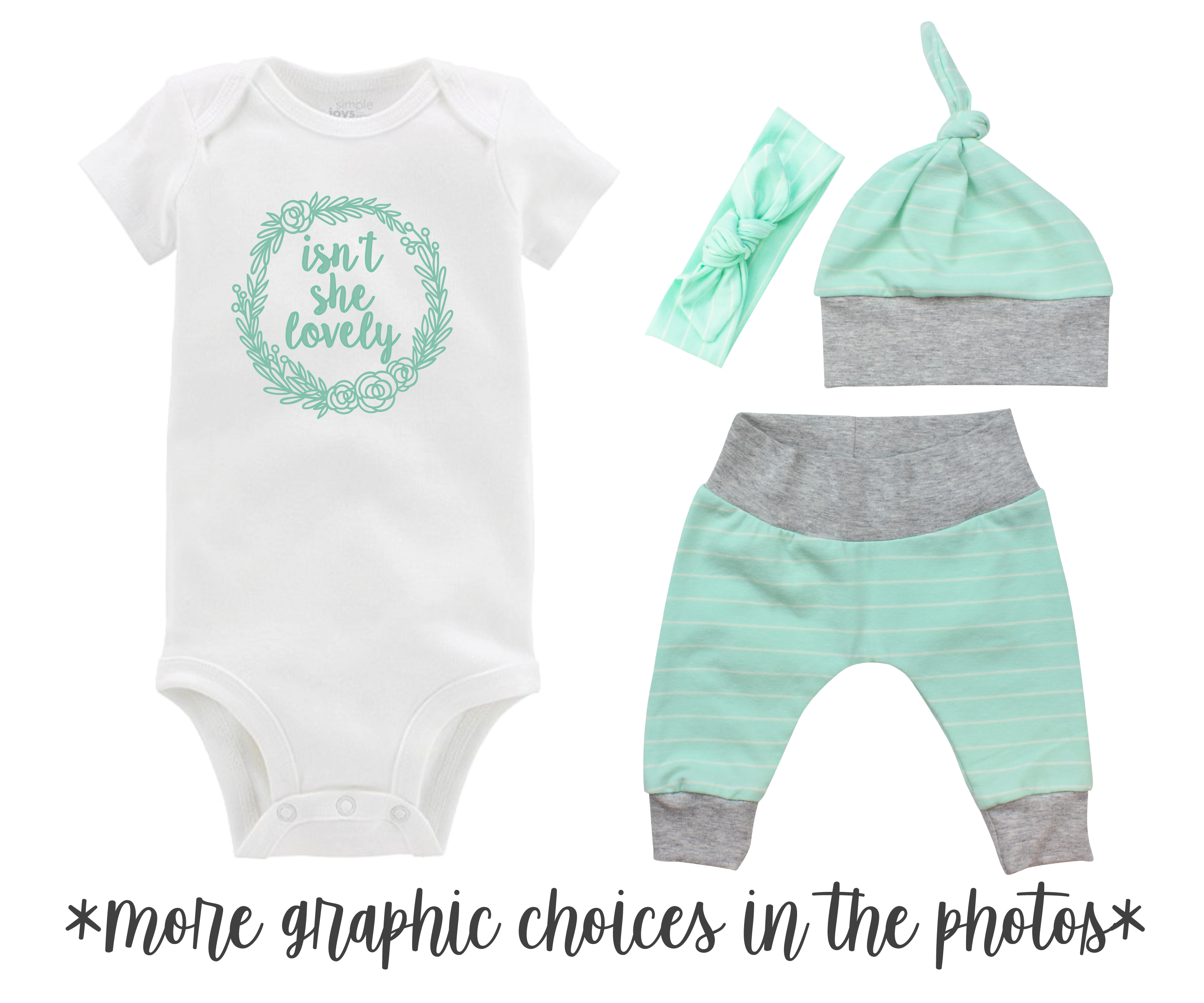 Mint Stripe Unisex Baby Outfit