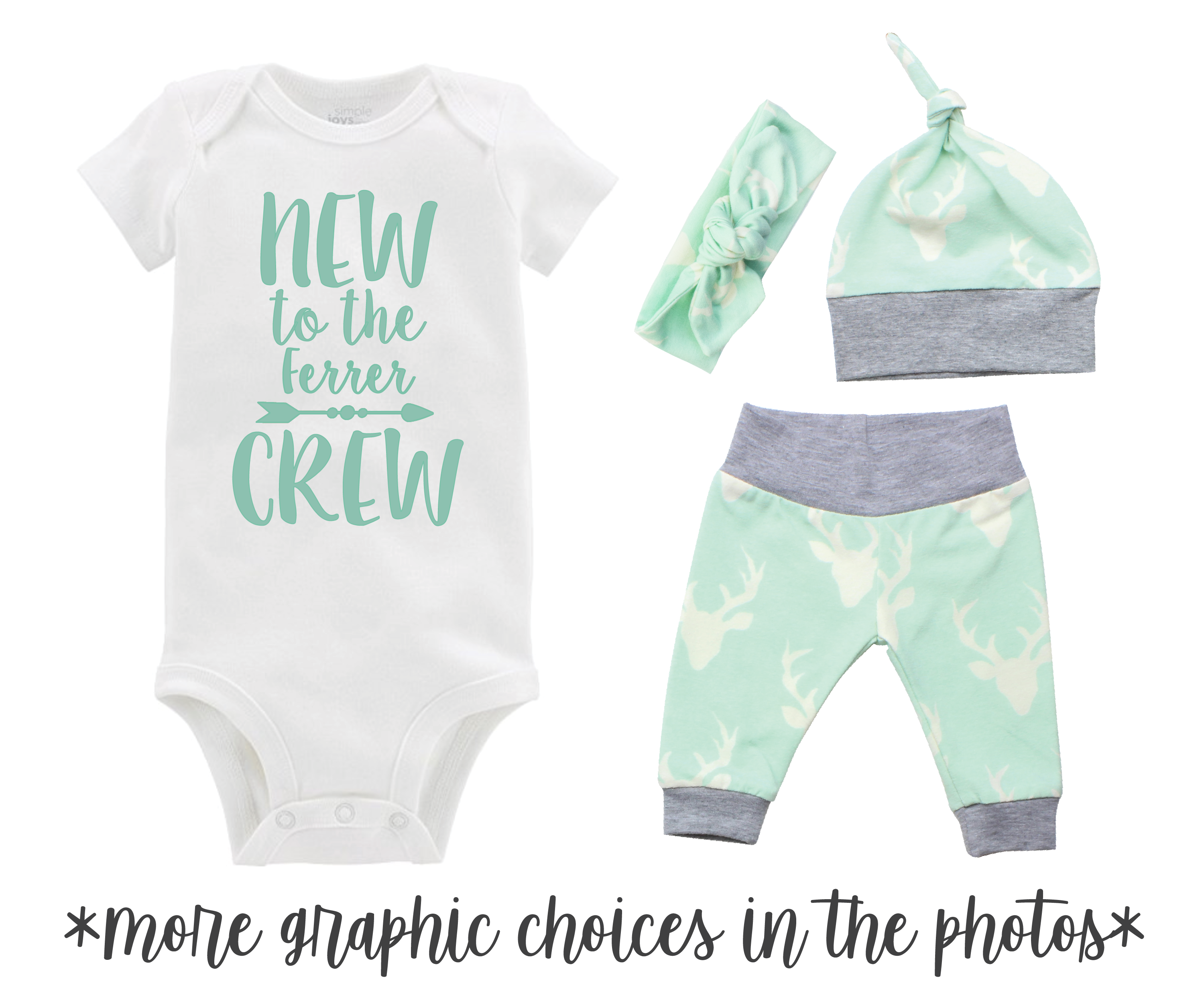Mint Deer Unisex Baby Outfit