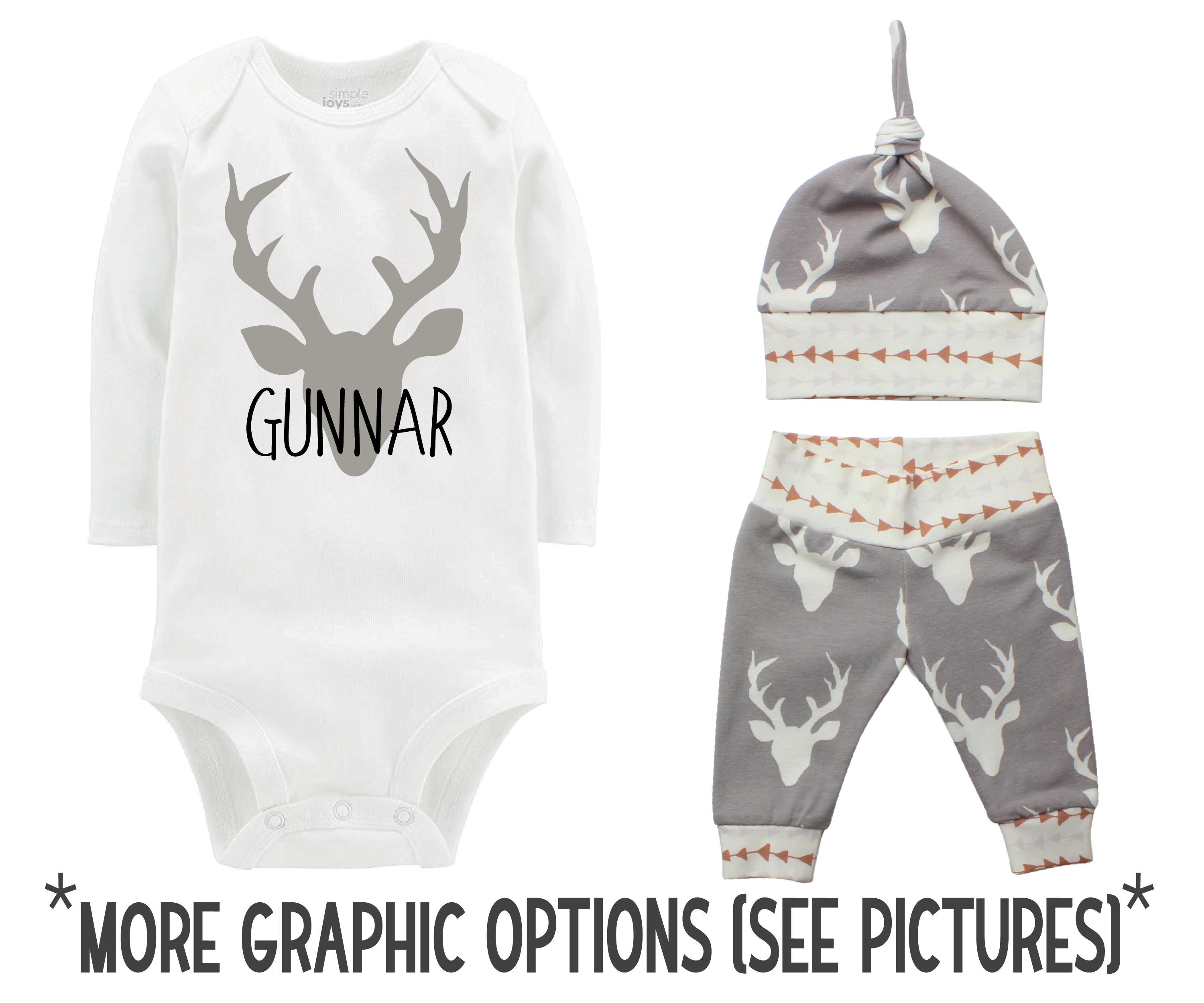 Gray Deer Baby Boy Outfit