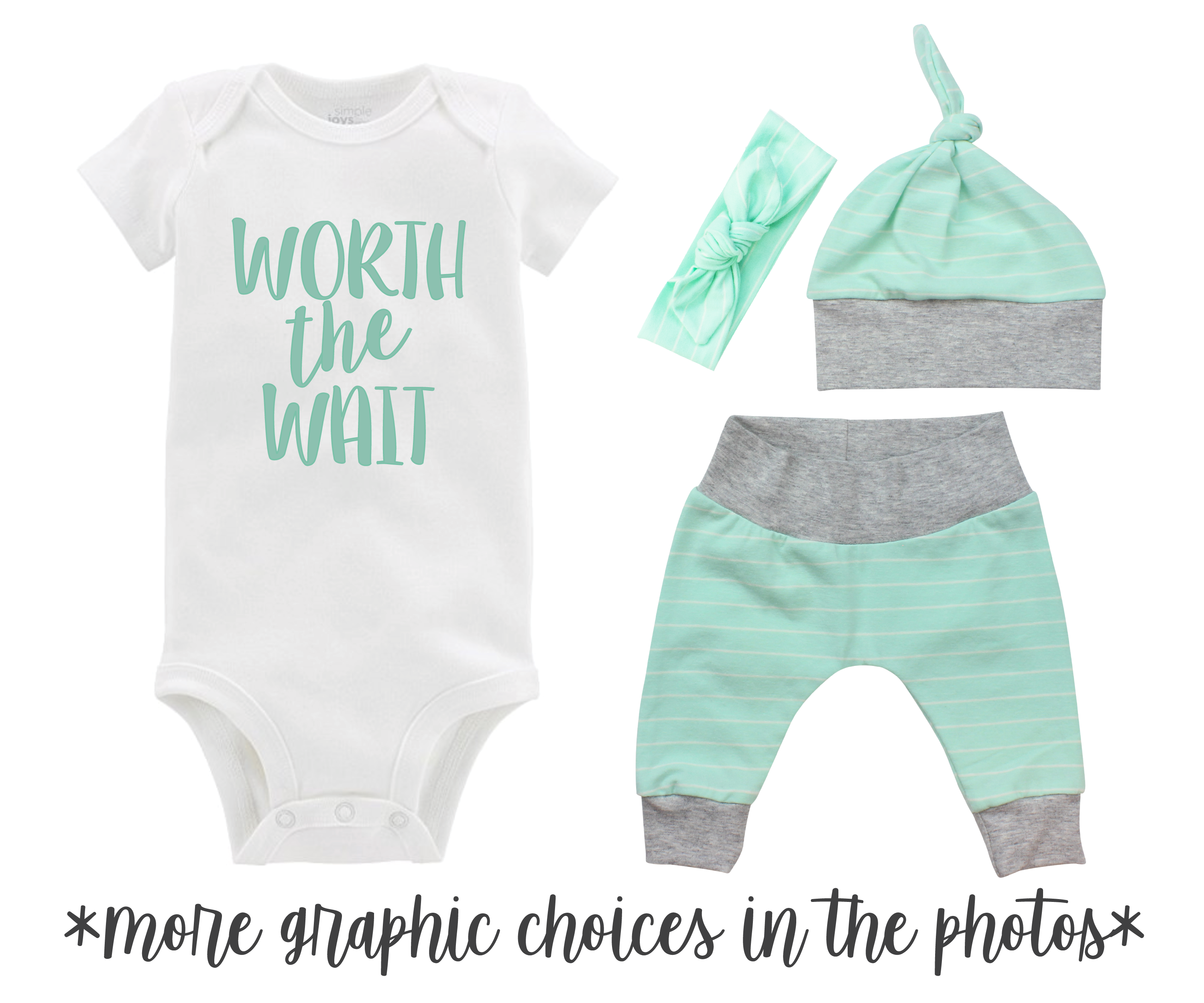 Mint Stripe Unisex Baby Outfit
