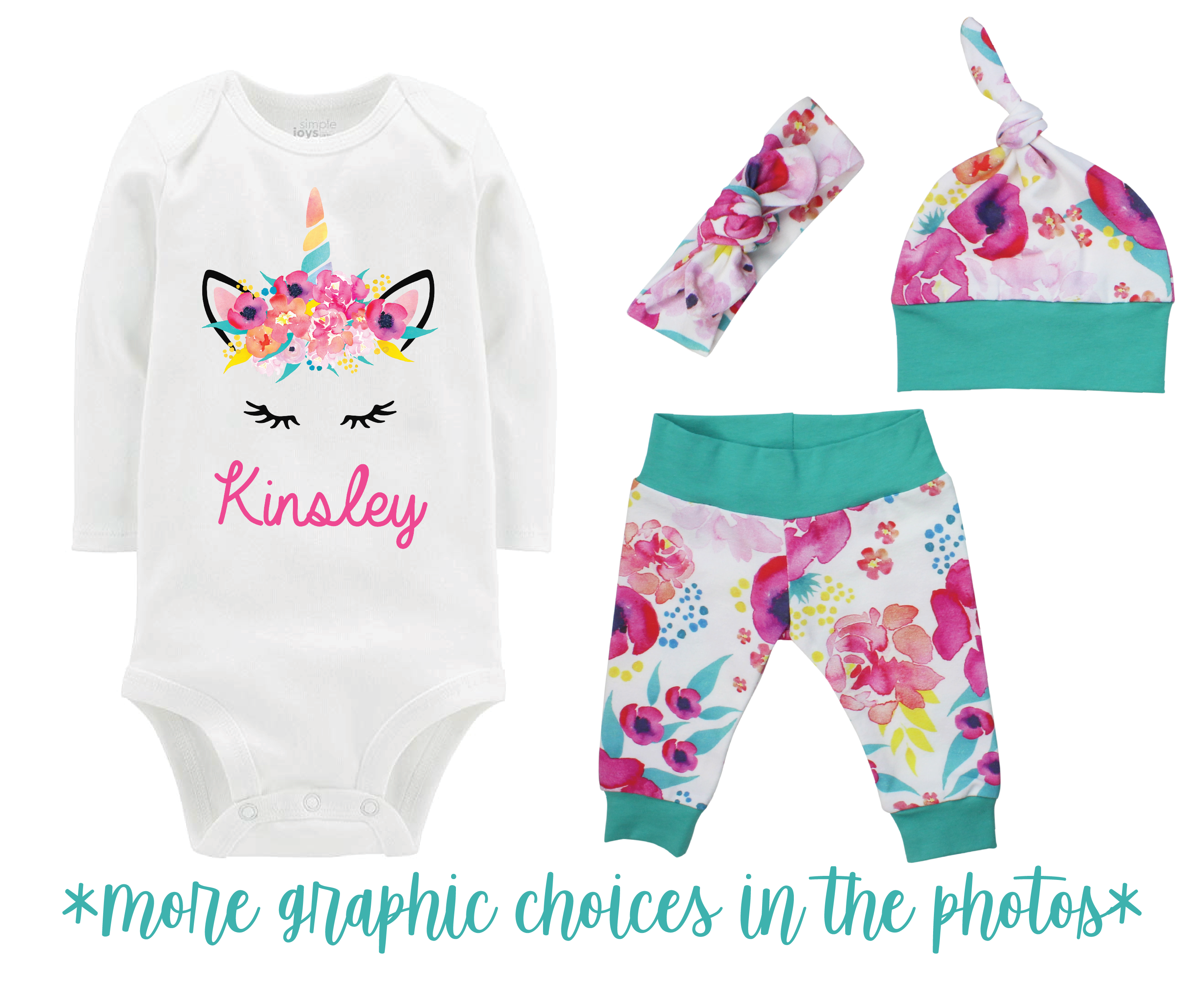 Tropical Watercolor Floral Baby Girl Outfit