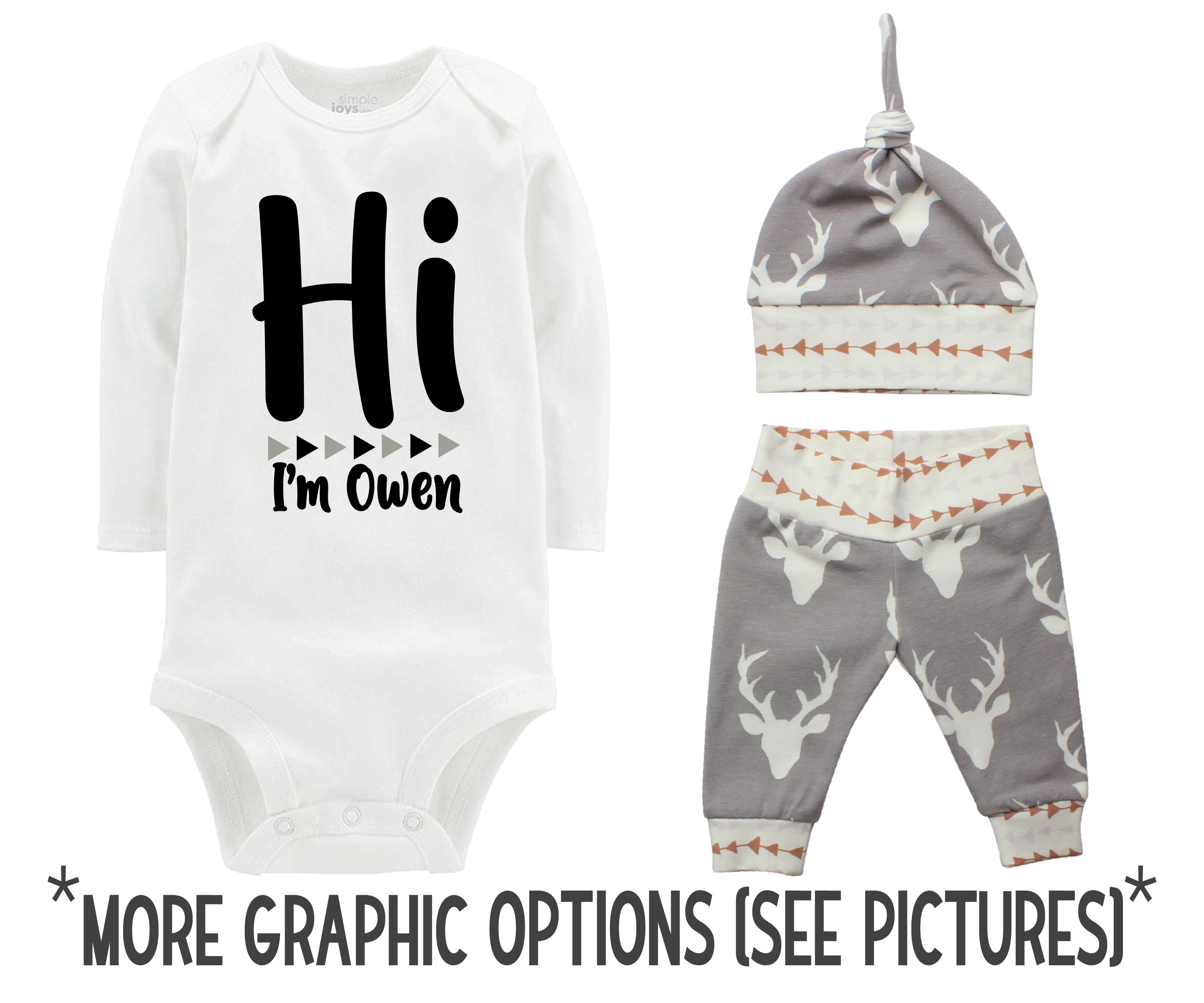 Gray Deer Baby Boy Outfit