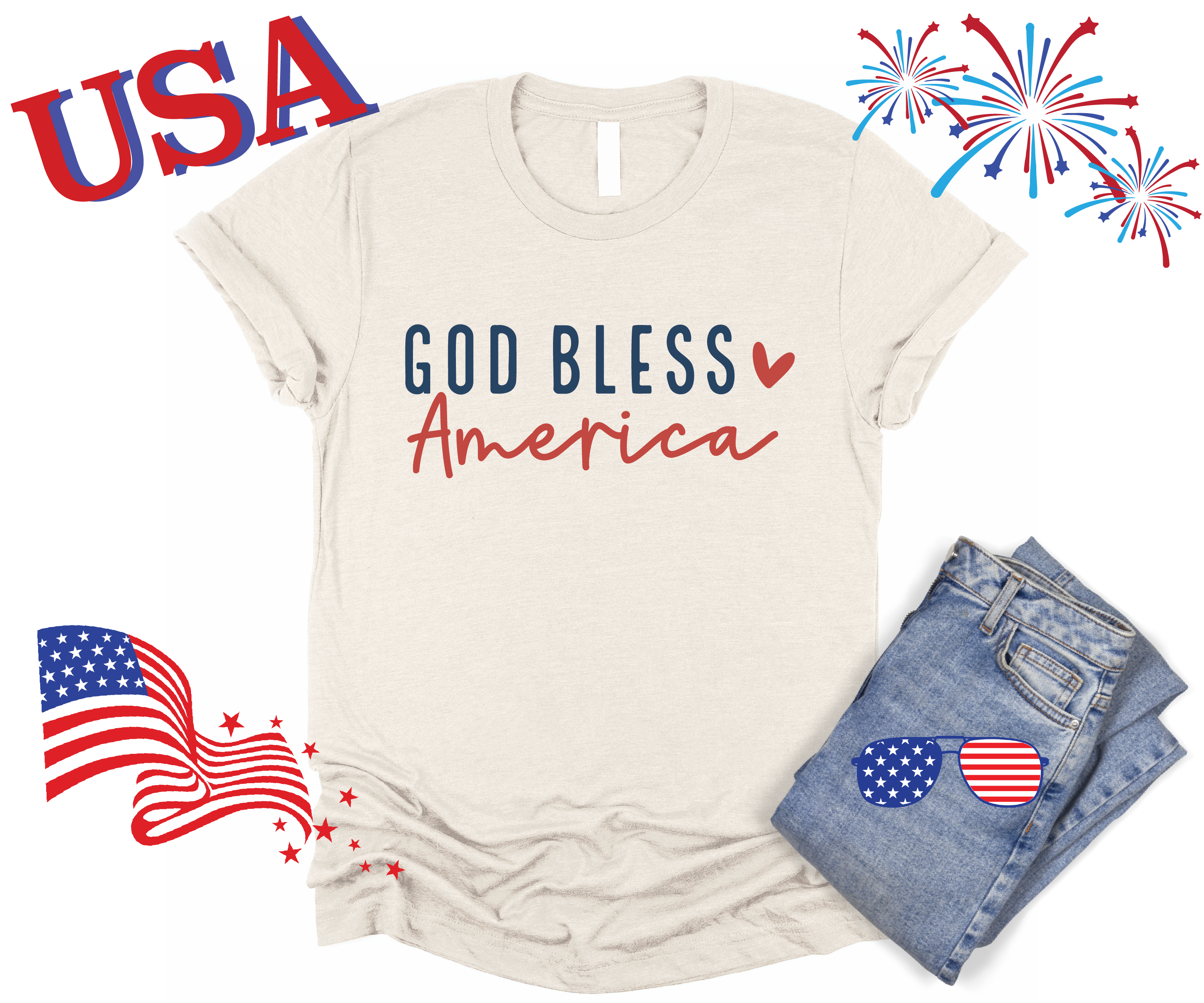 4th of July Printed Graphic Shirt