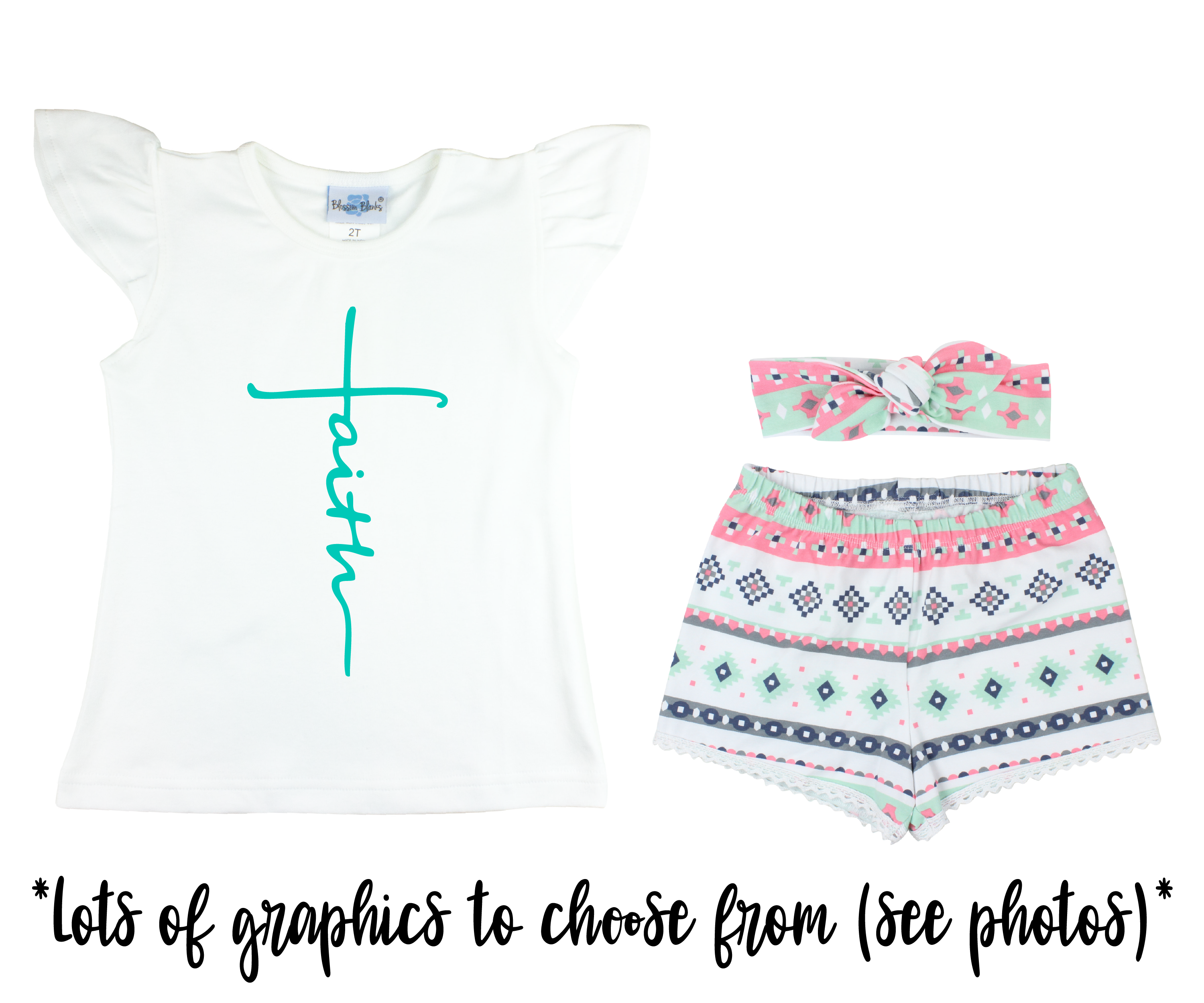 Girl White Aztec Baby Short Outfit