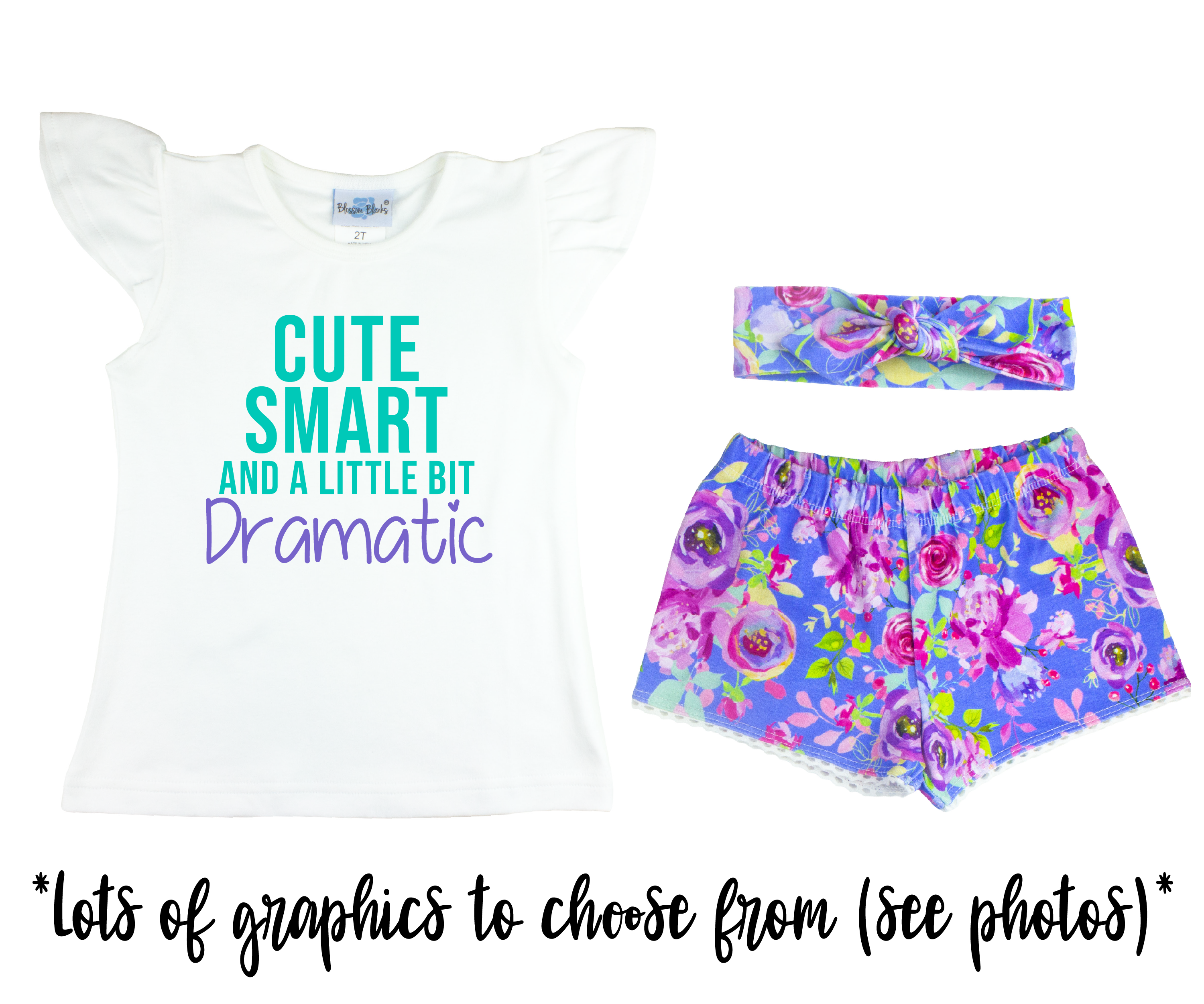 Girl Purple Floral Short Outfit