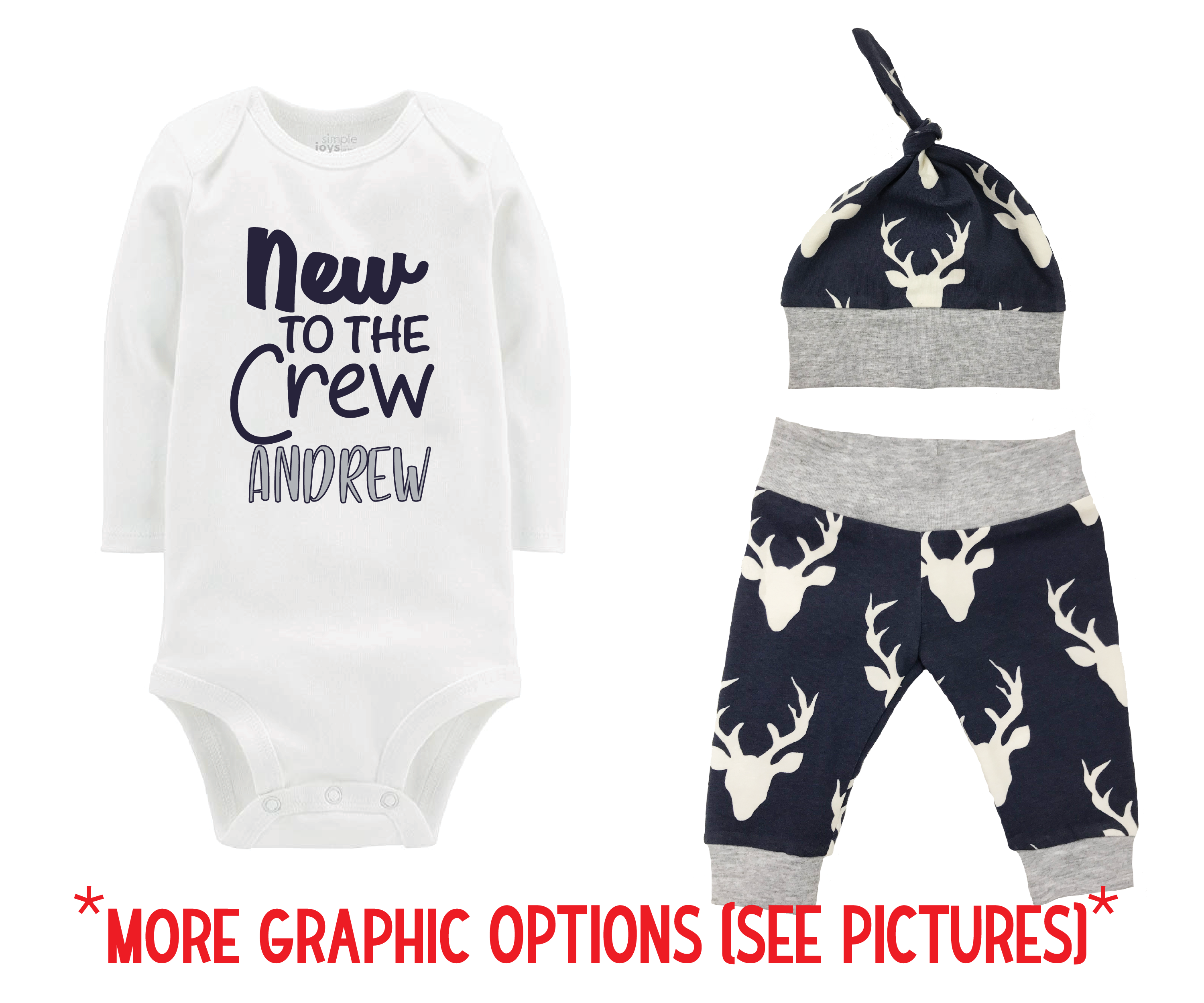 Navy Deer Baby Outfit