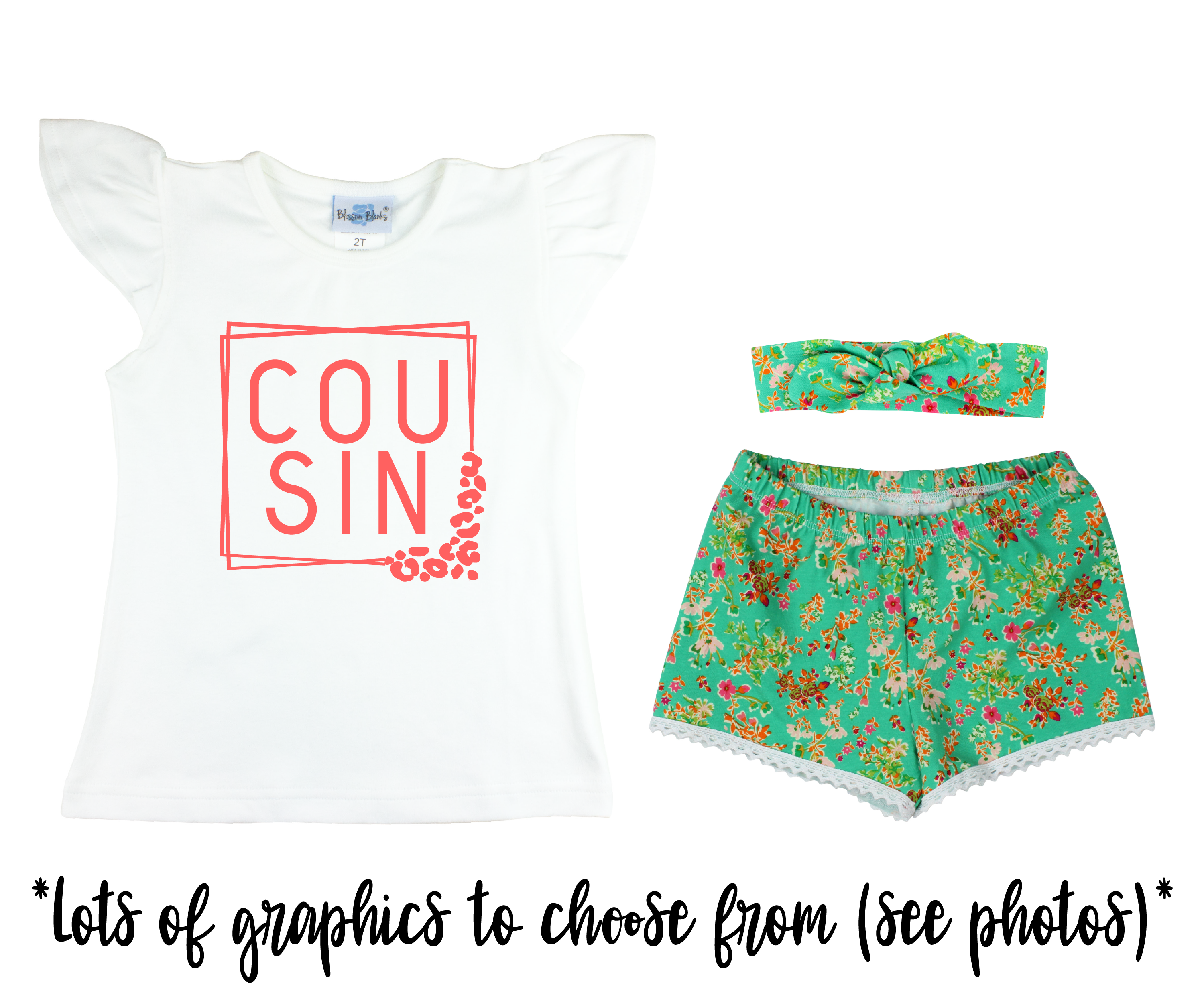 Girl Green Floral Short Outfit