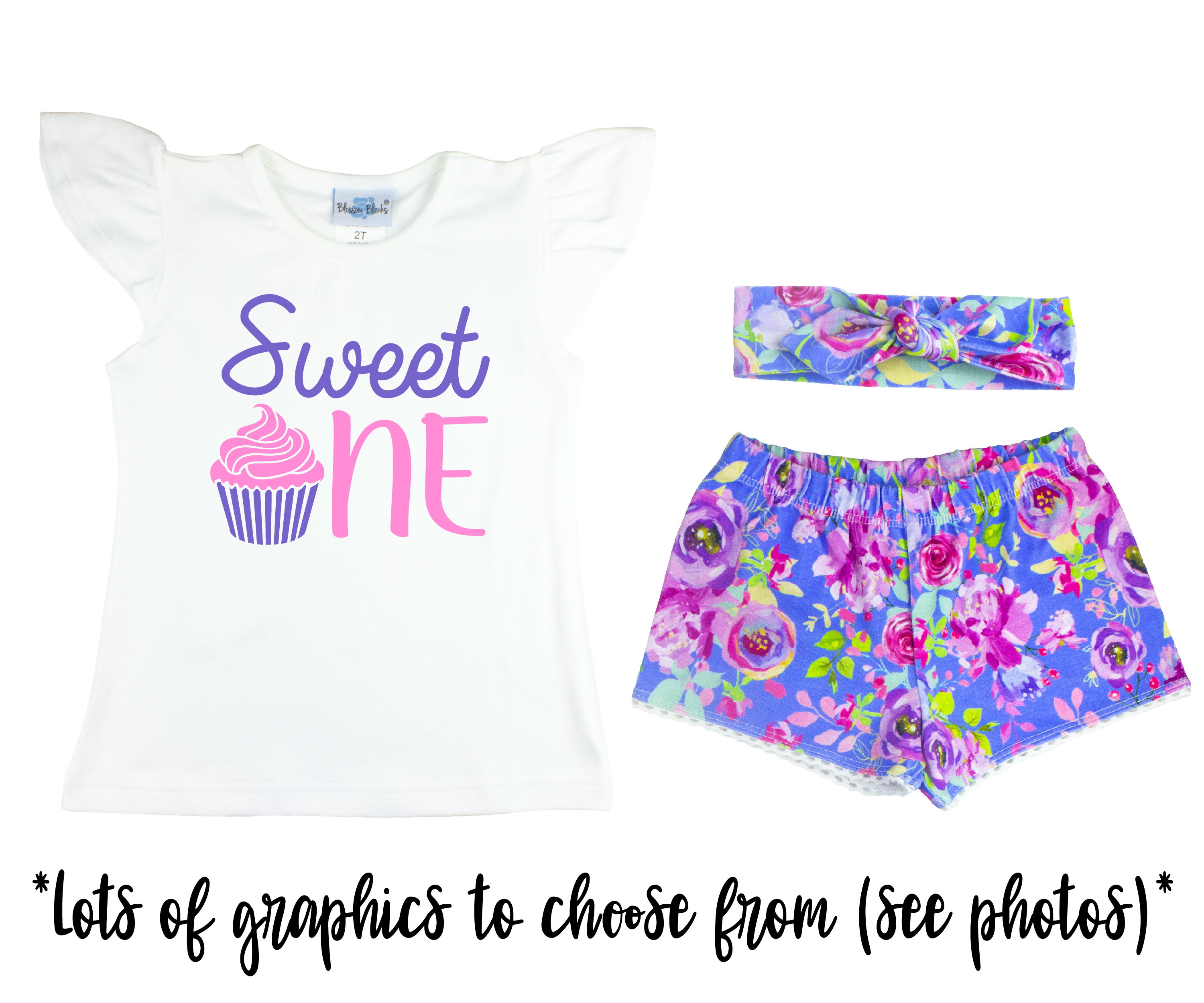 Girl Purple Floral Short Outfit