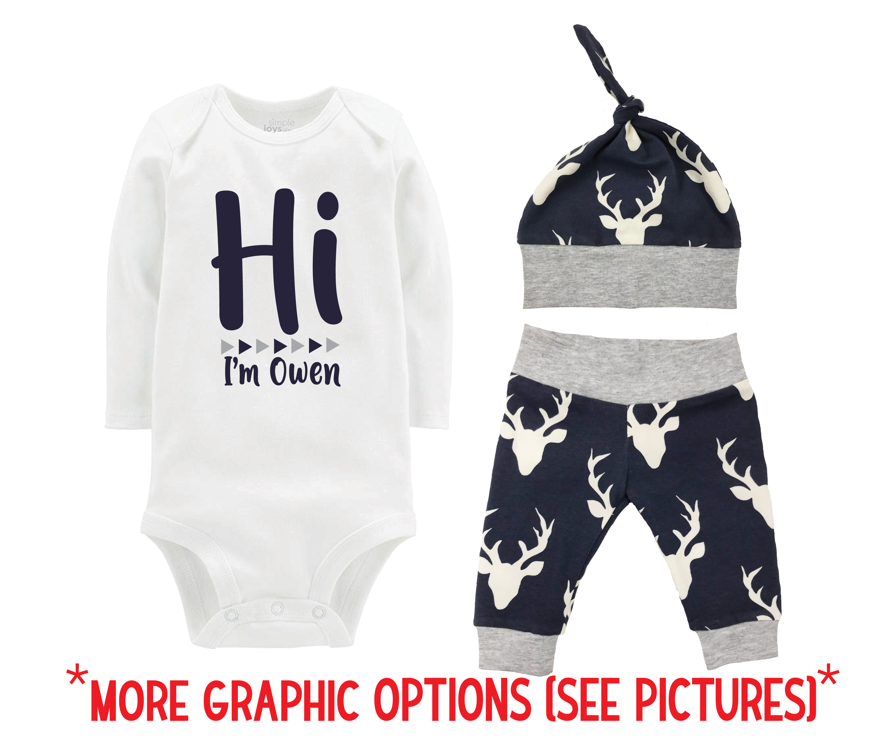 Navy Deer Baby Outfit