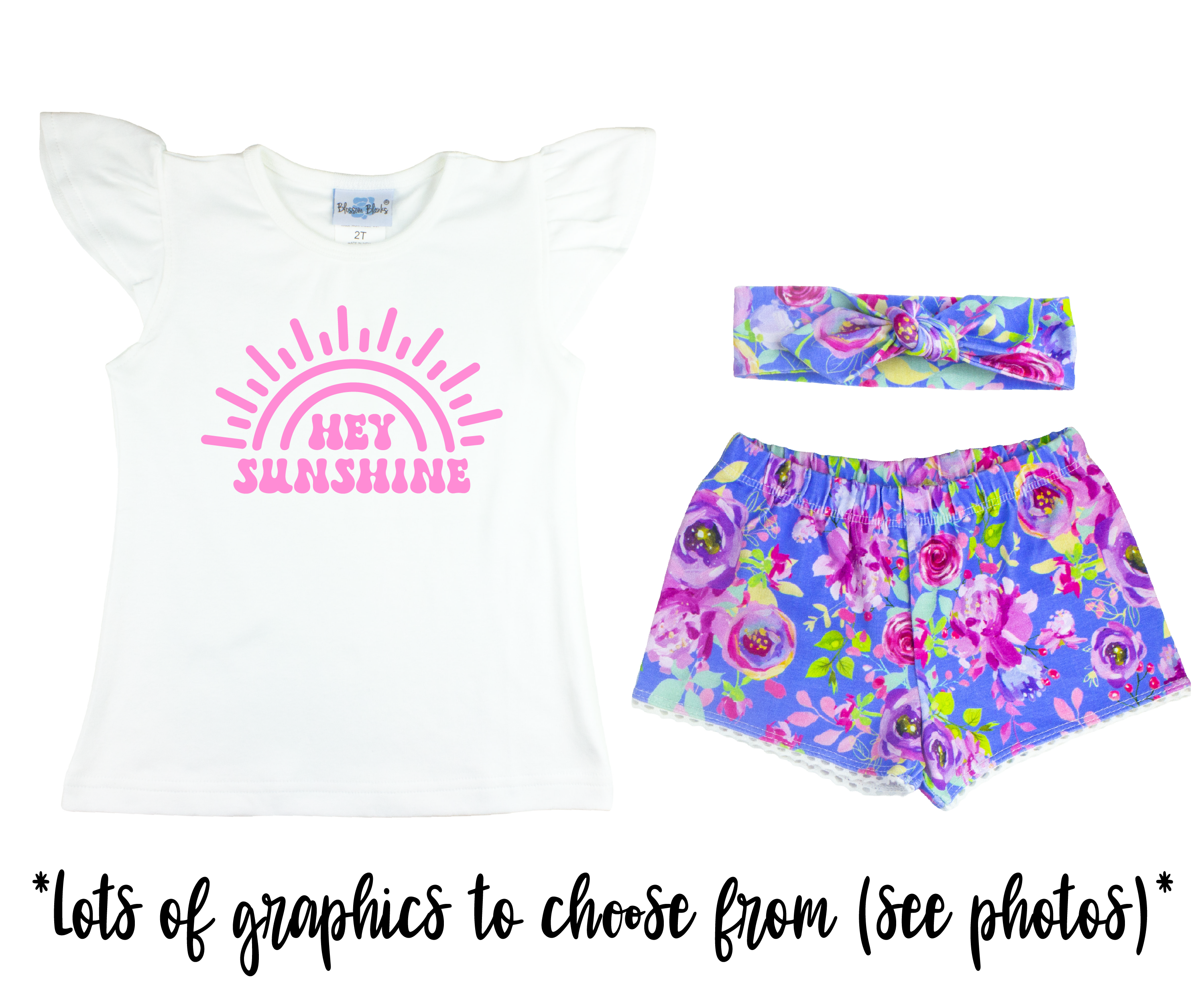 Girl Purple Floral Short Outfit