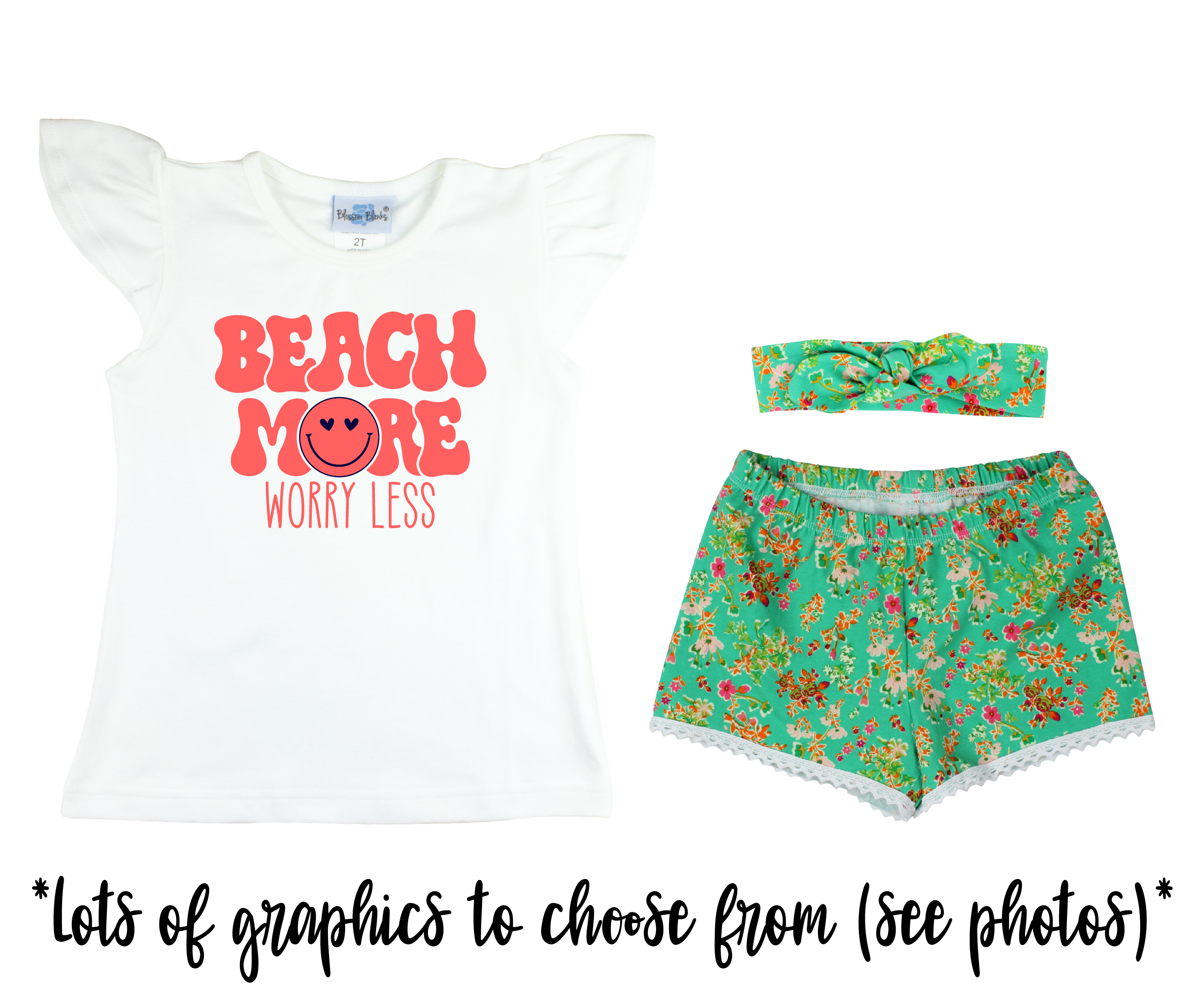 Girl Green Floral Short Outfit