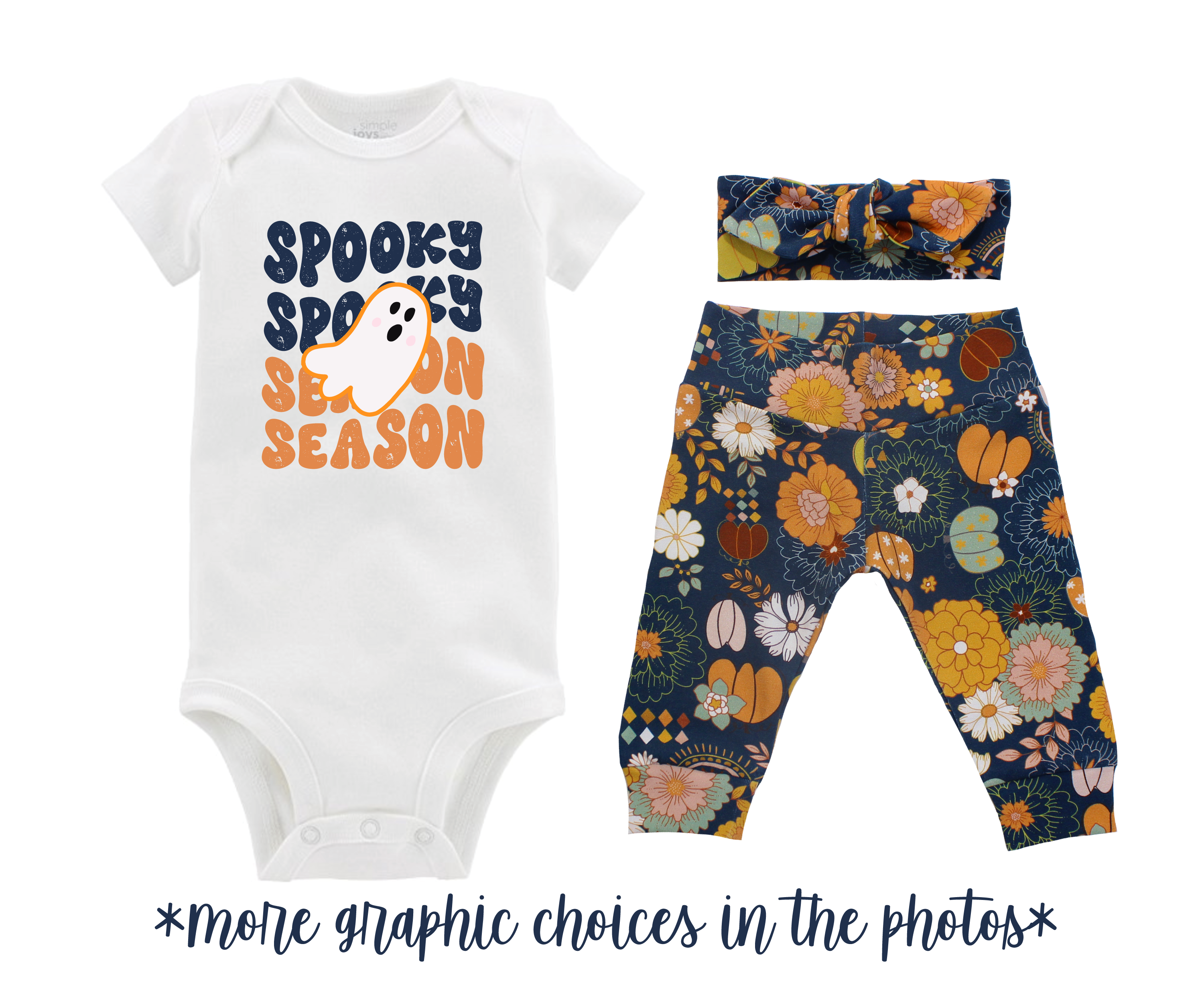 Girl Fall Retro Boho Pumpkin Floral Teal Baby Outfit