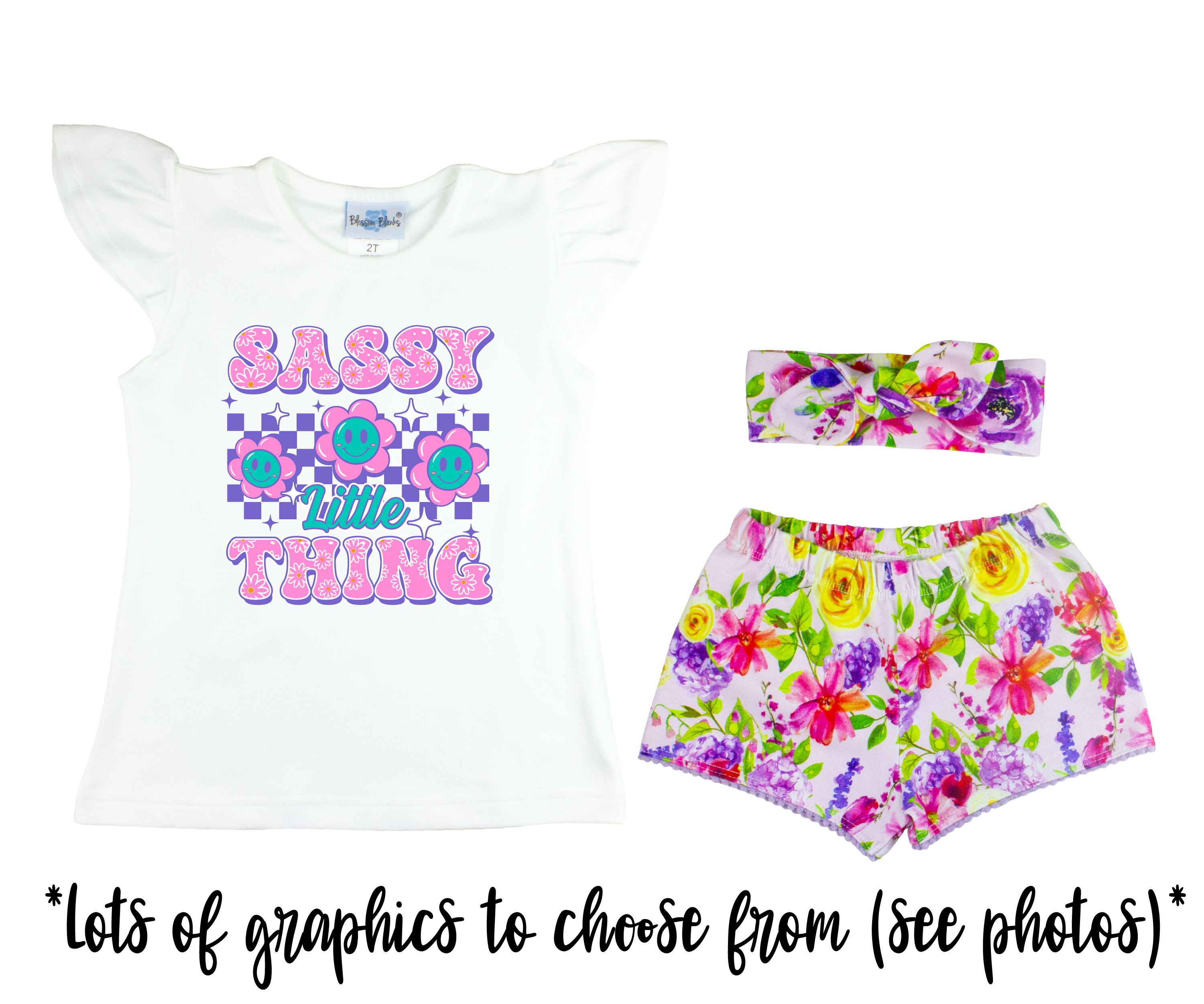 Girl Pink Floral Short Outfit
