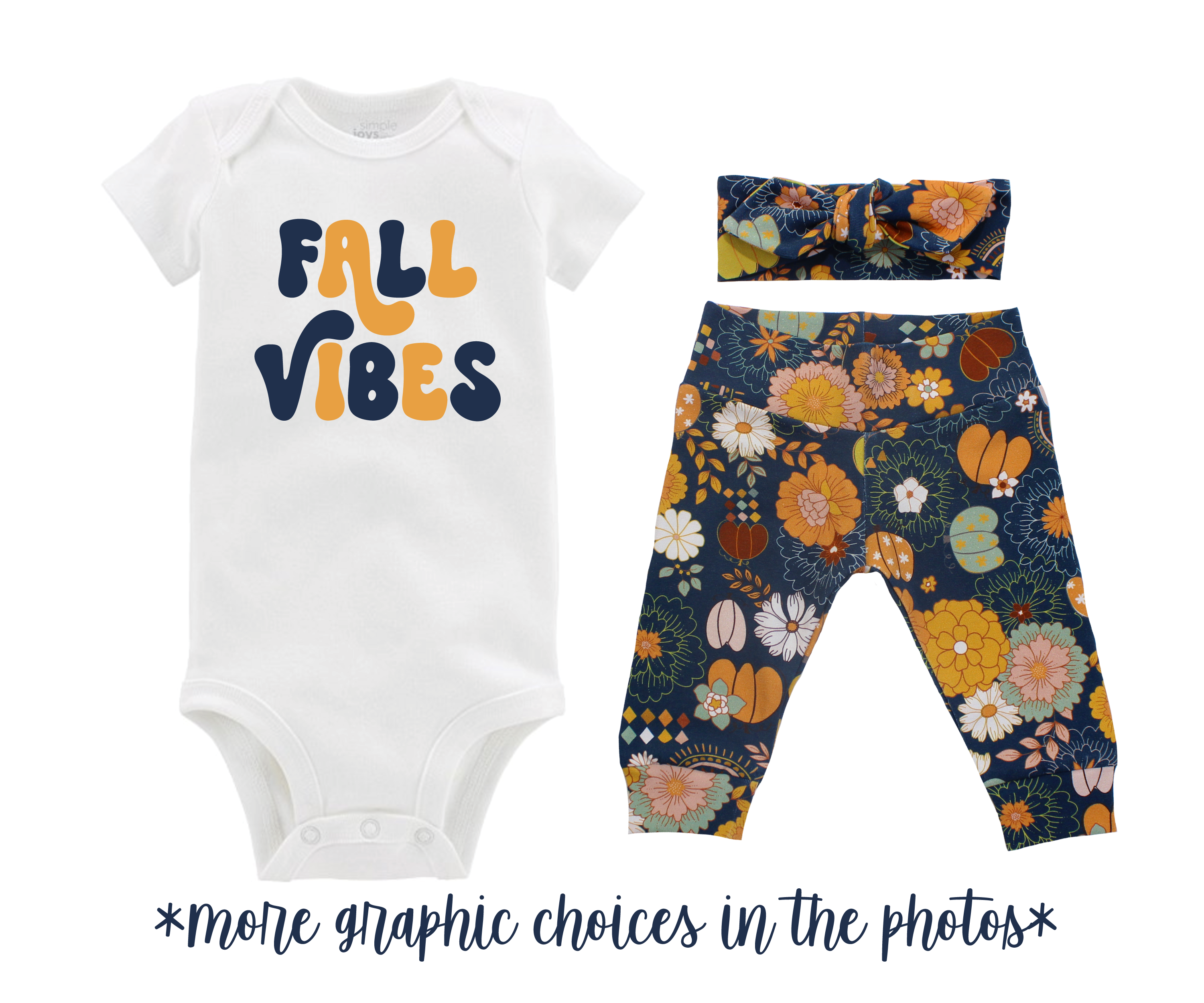 Girl Fall Retro Boho Pumpkin Floral Teal Baby Outfit