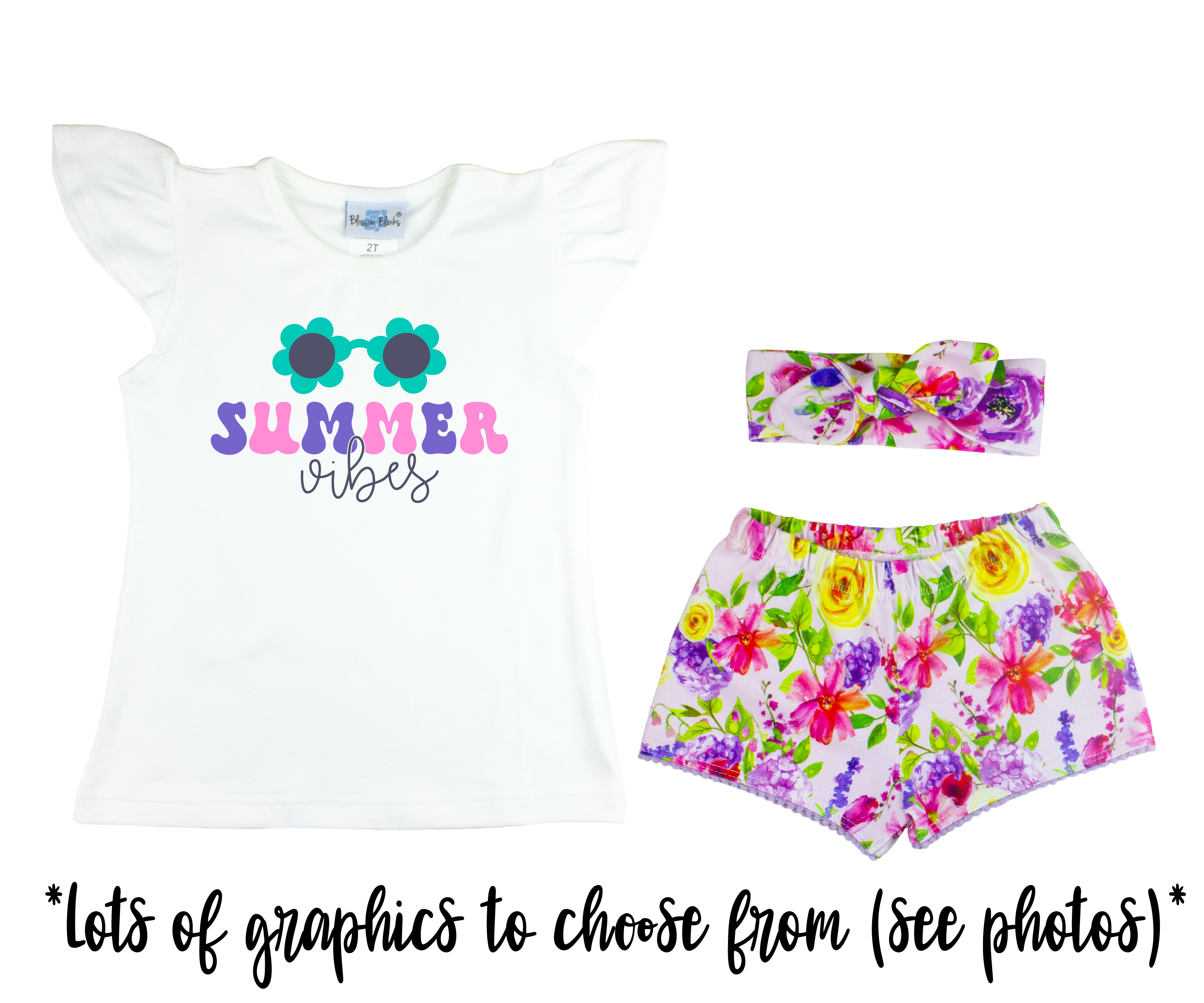 Girl Pink Floral Short Outfit