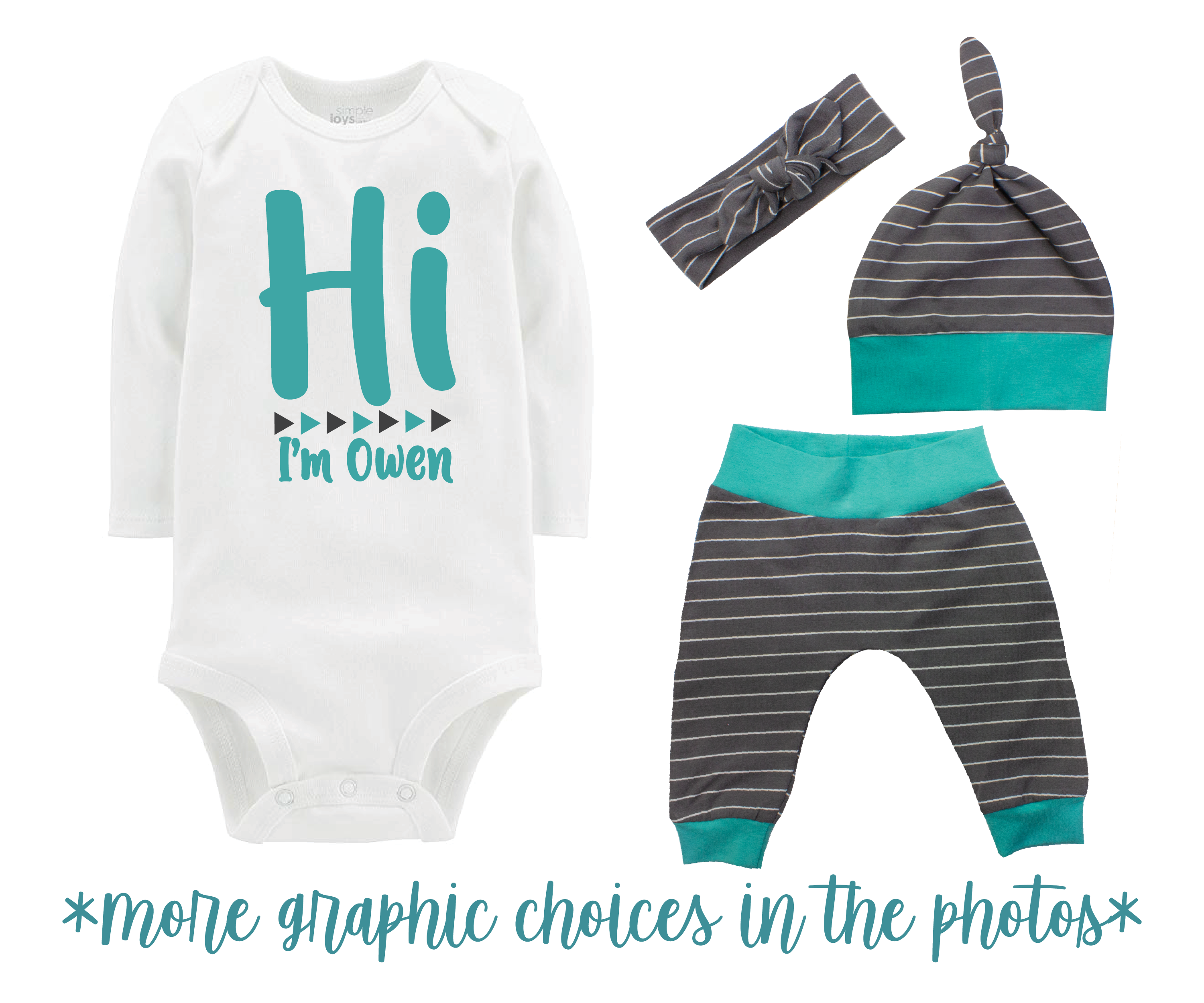 Gray Stripe Unisex Baby Outfit