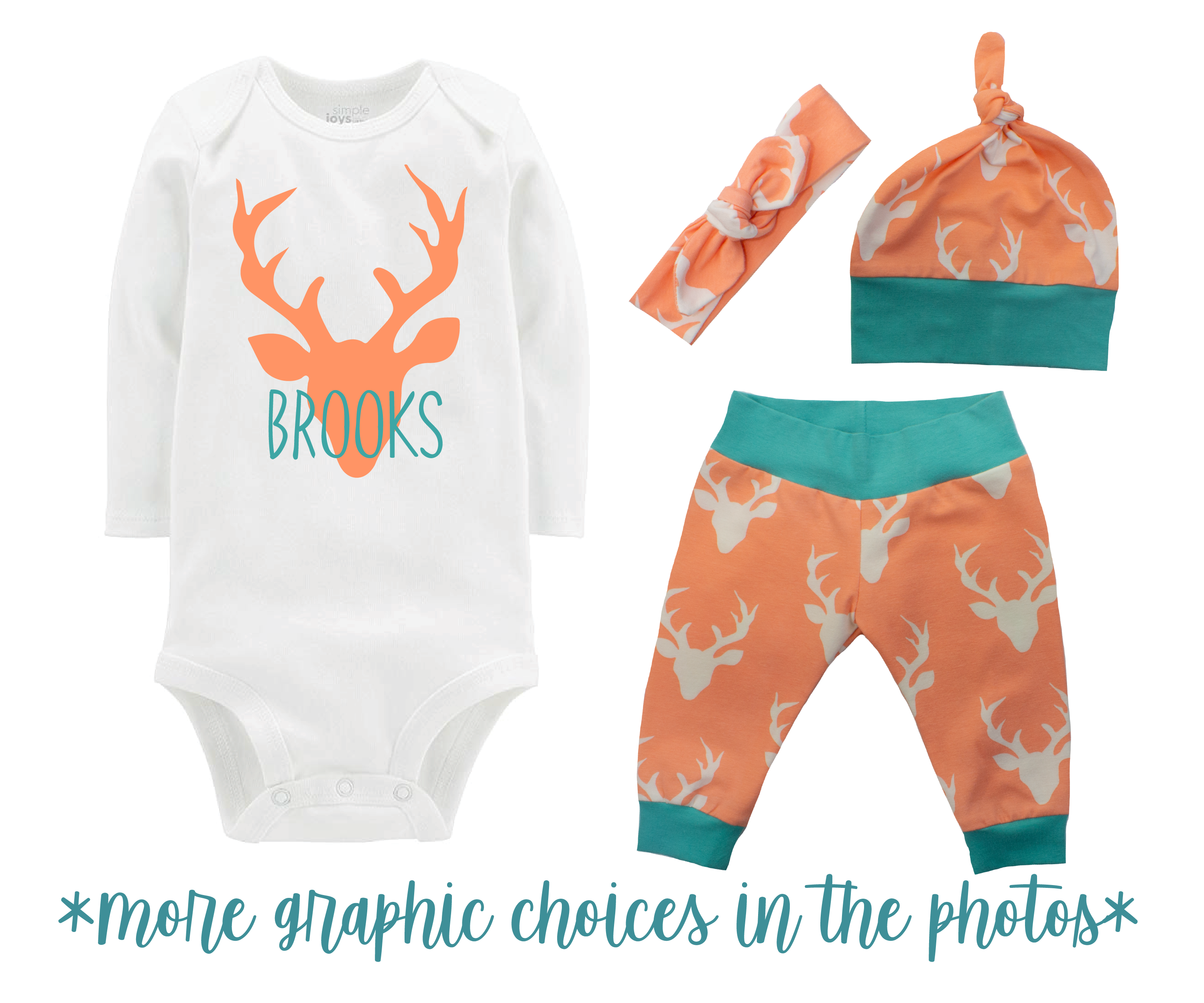 Coral Orange Deer Baby Girl Outfit