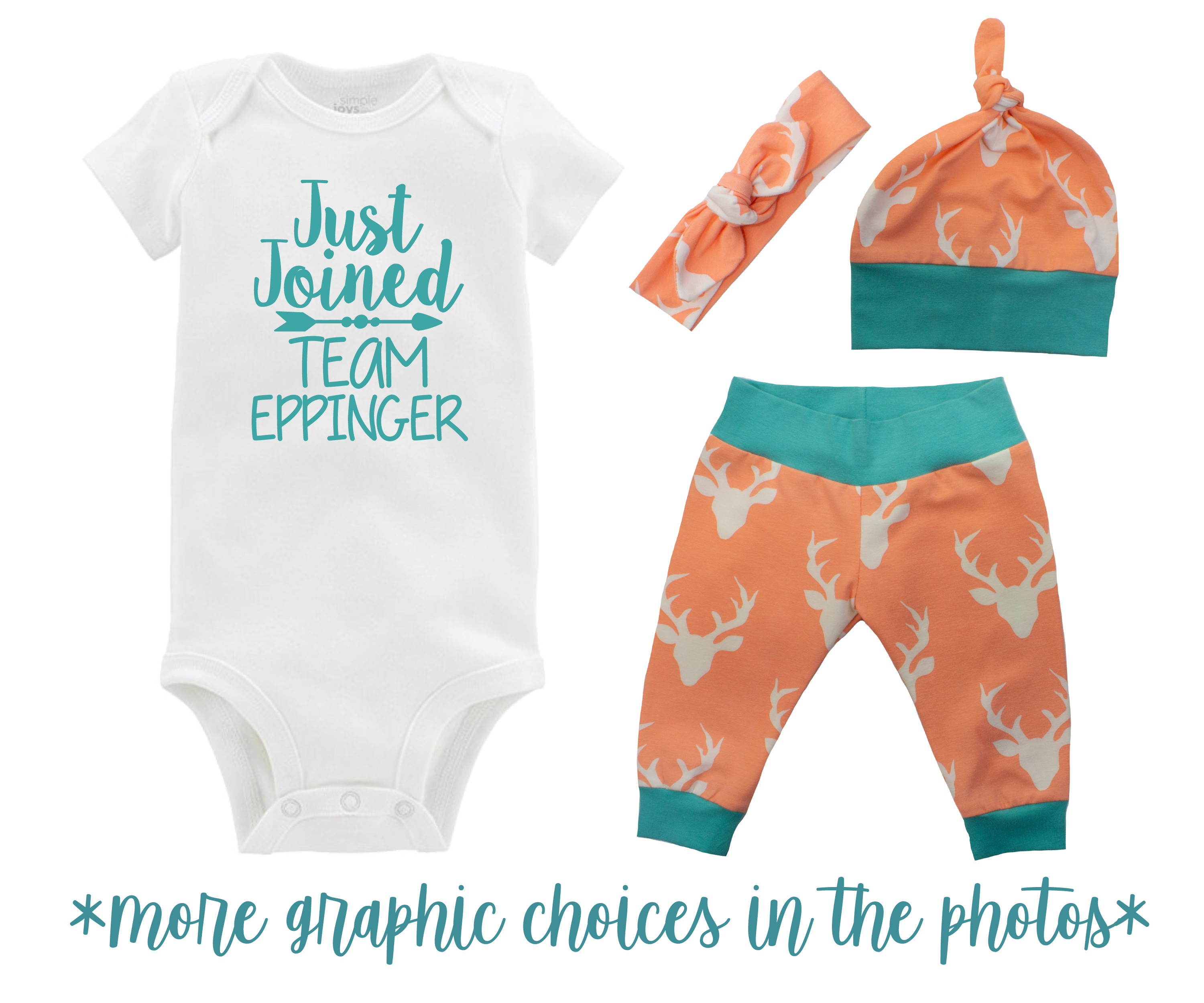 Coral Orange Deer Baby Girl Outfit