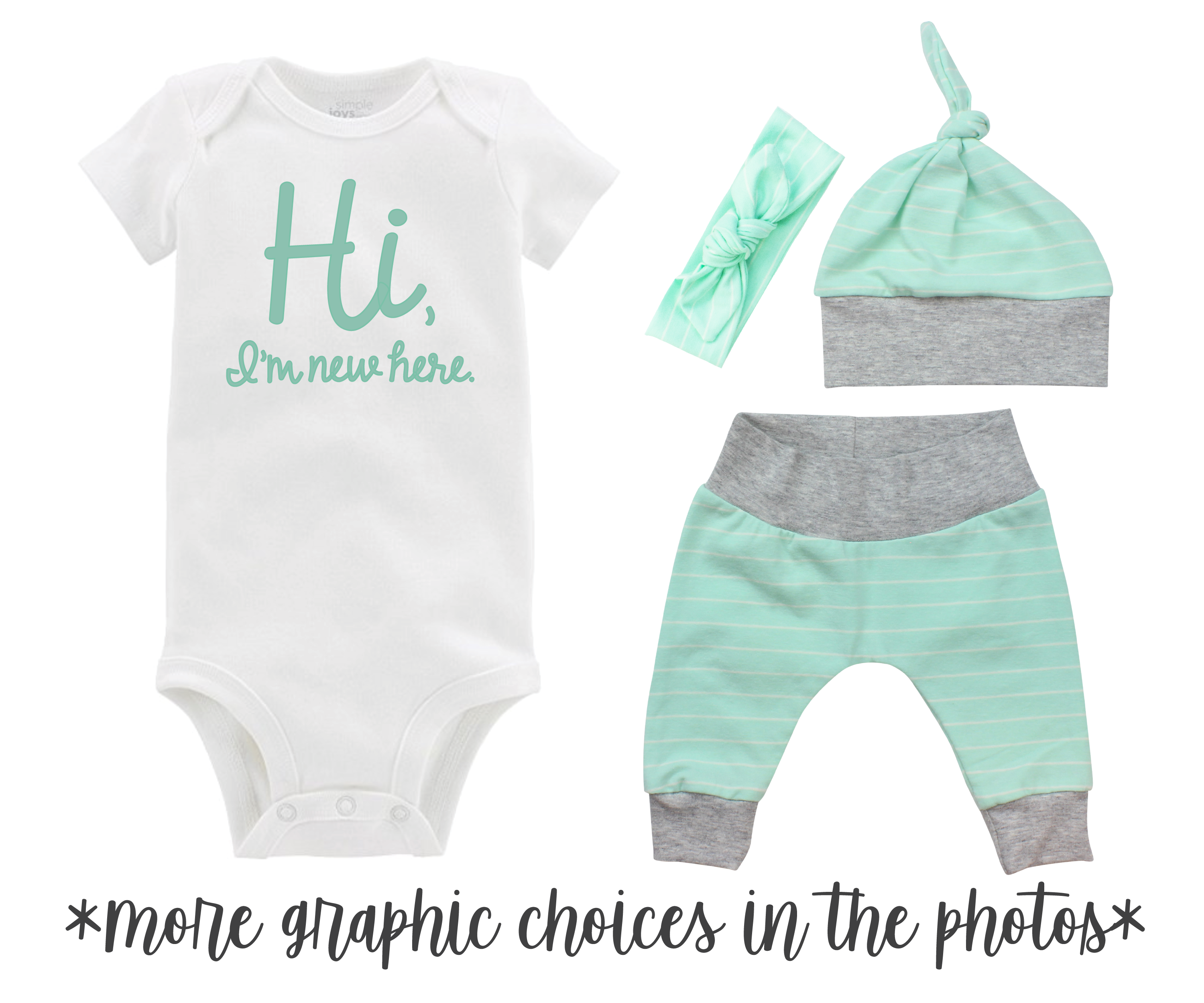 Mint Stripe Unisex Baby Outfit
