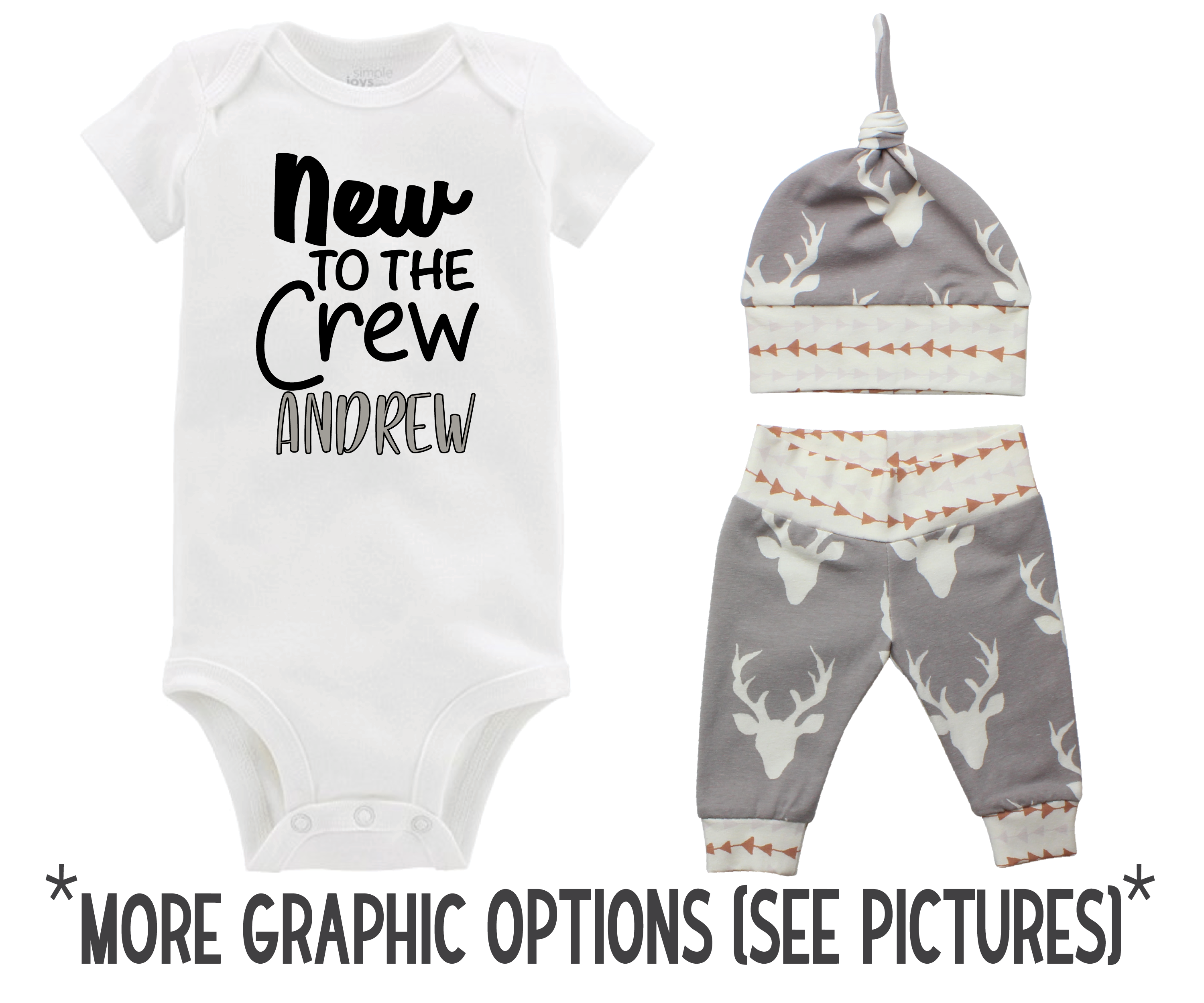 Gray Deer Baby Boy Outfit