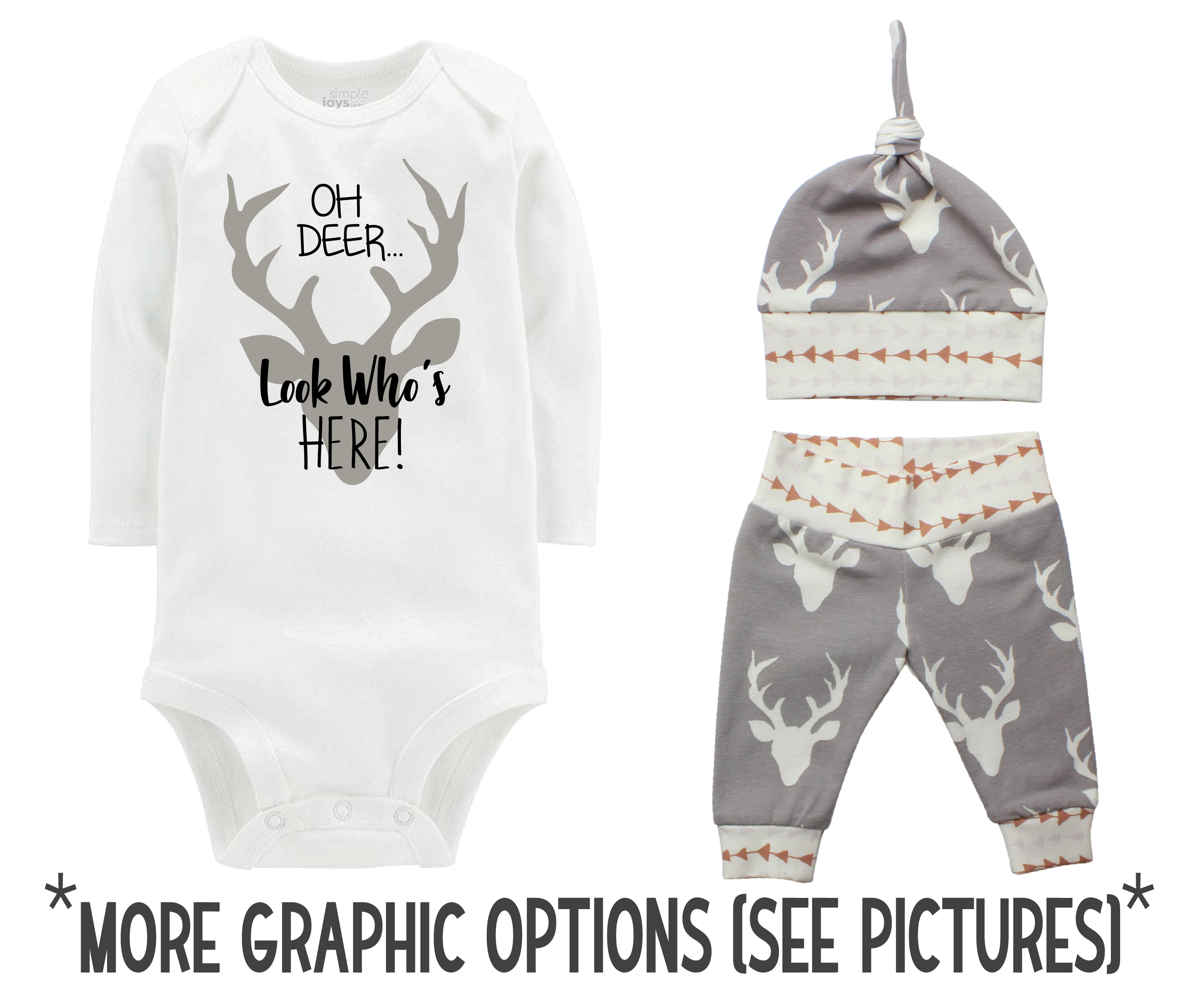 Gray Deer Baby Boy Outfit