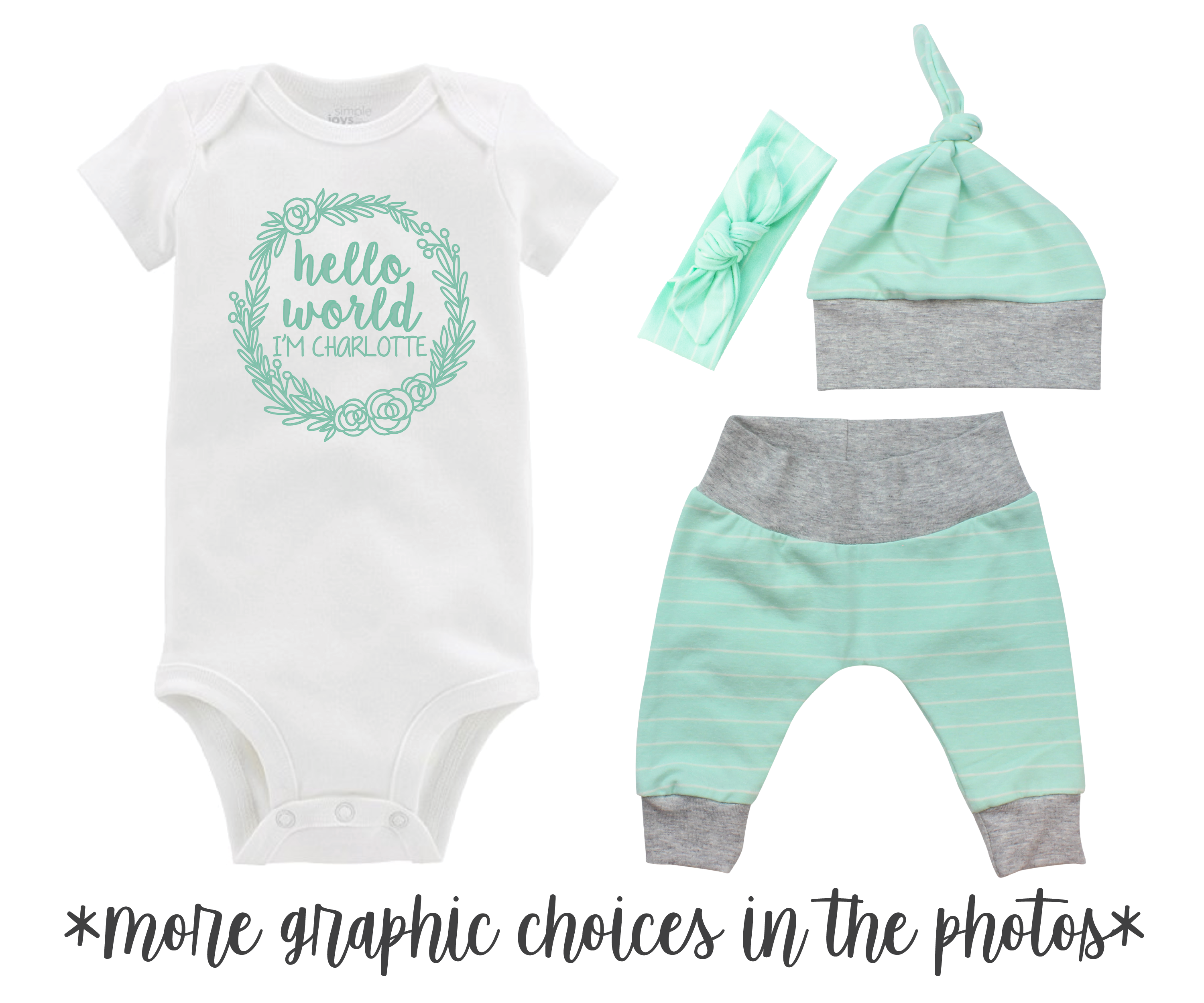 Mint Stripe Unisex Baby Outfit