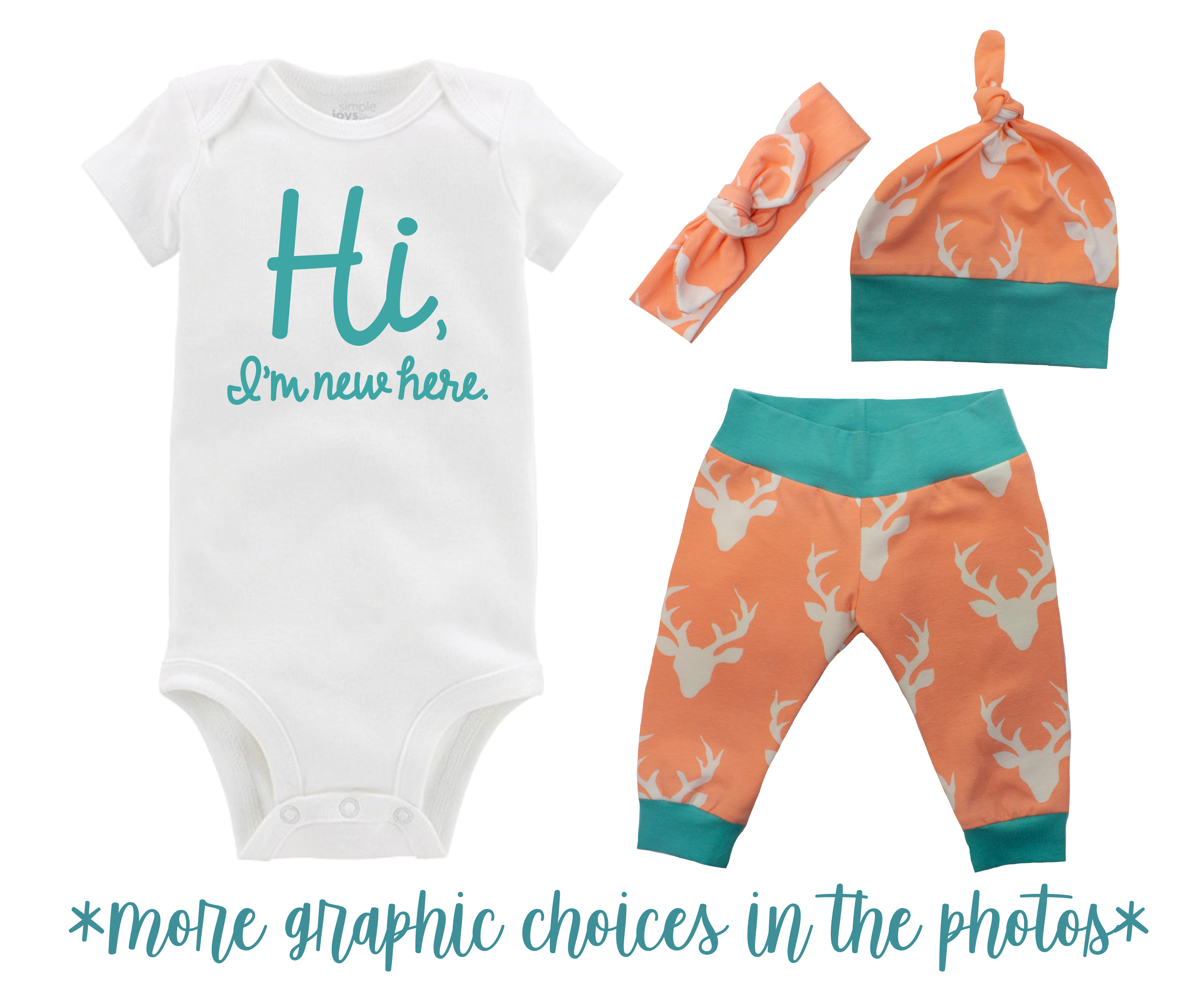 Coral Orange Deer Baby Girl Outfit