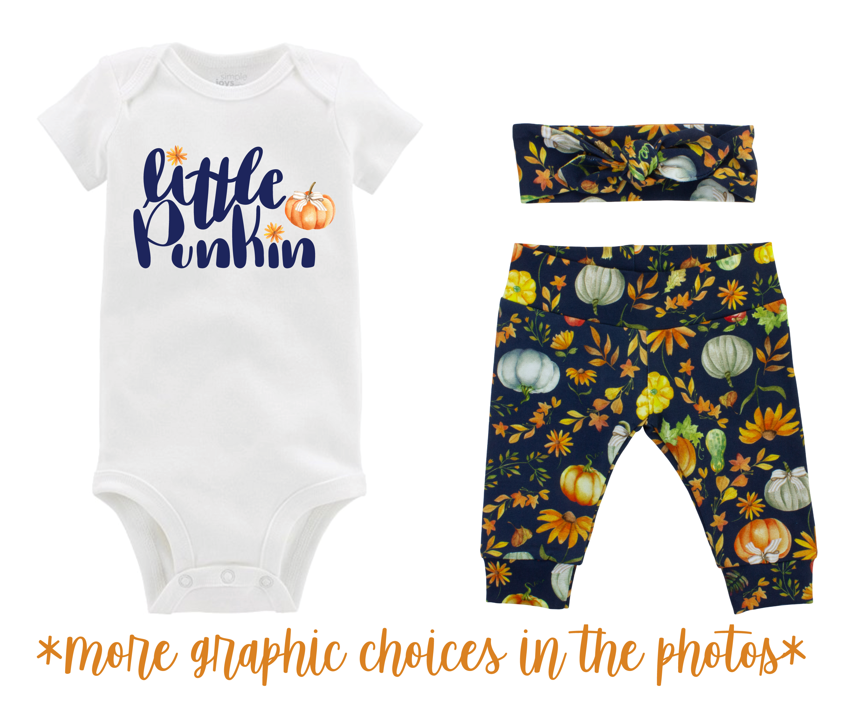 Girl Fall Pumpkin Harvest Navy Blue Baby Outfit