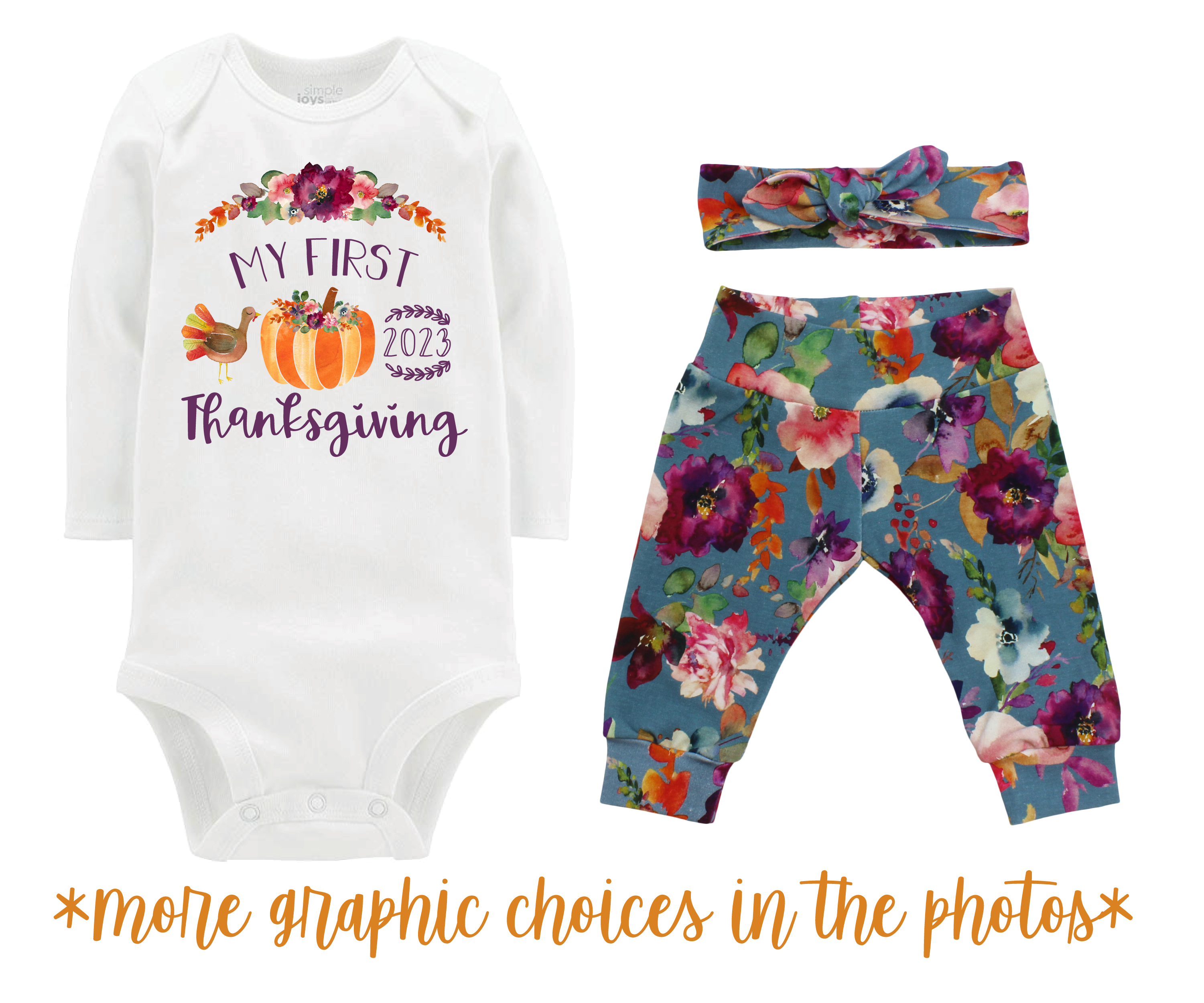 Girl Teal Floral Fall Baby Outfit