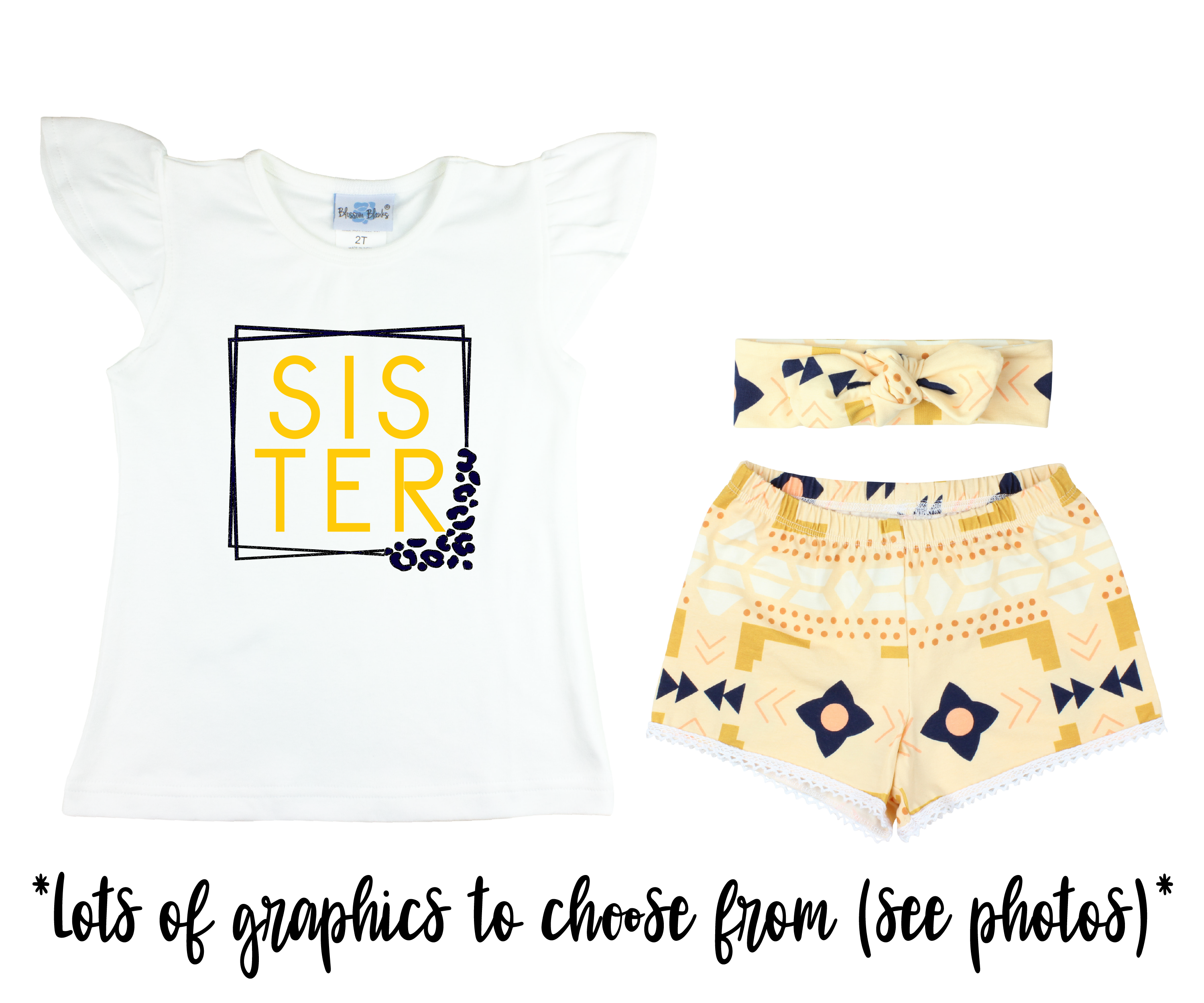 Girl Peach and Navy Aztec Short Outfit