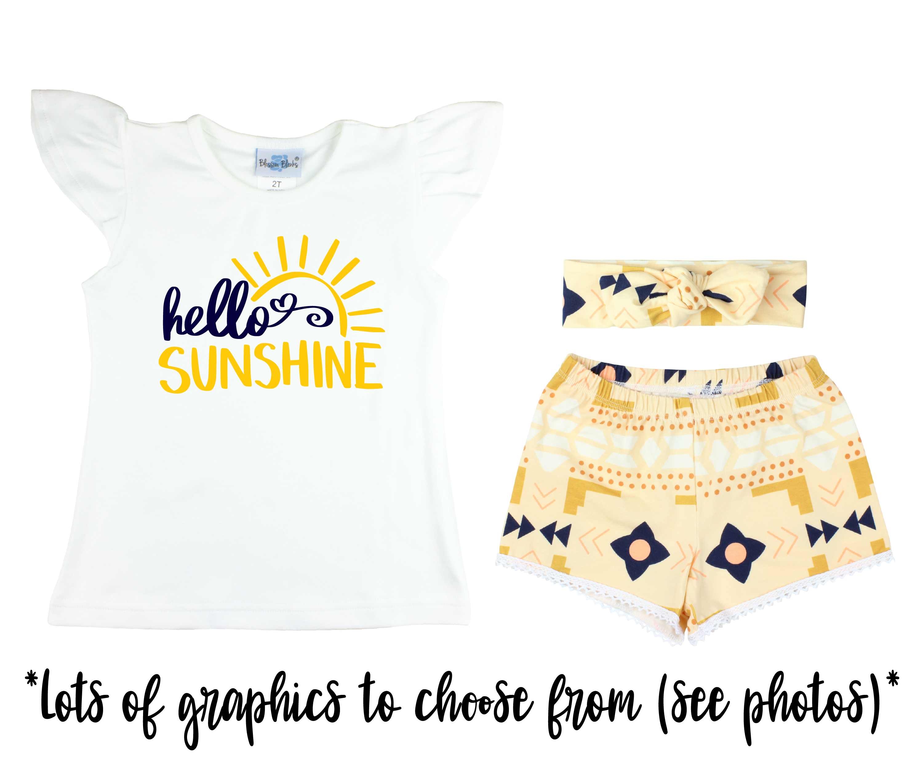 Girl Peach and Navy Aztec Short Outfit