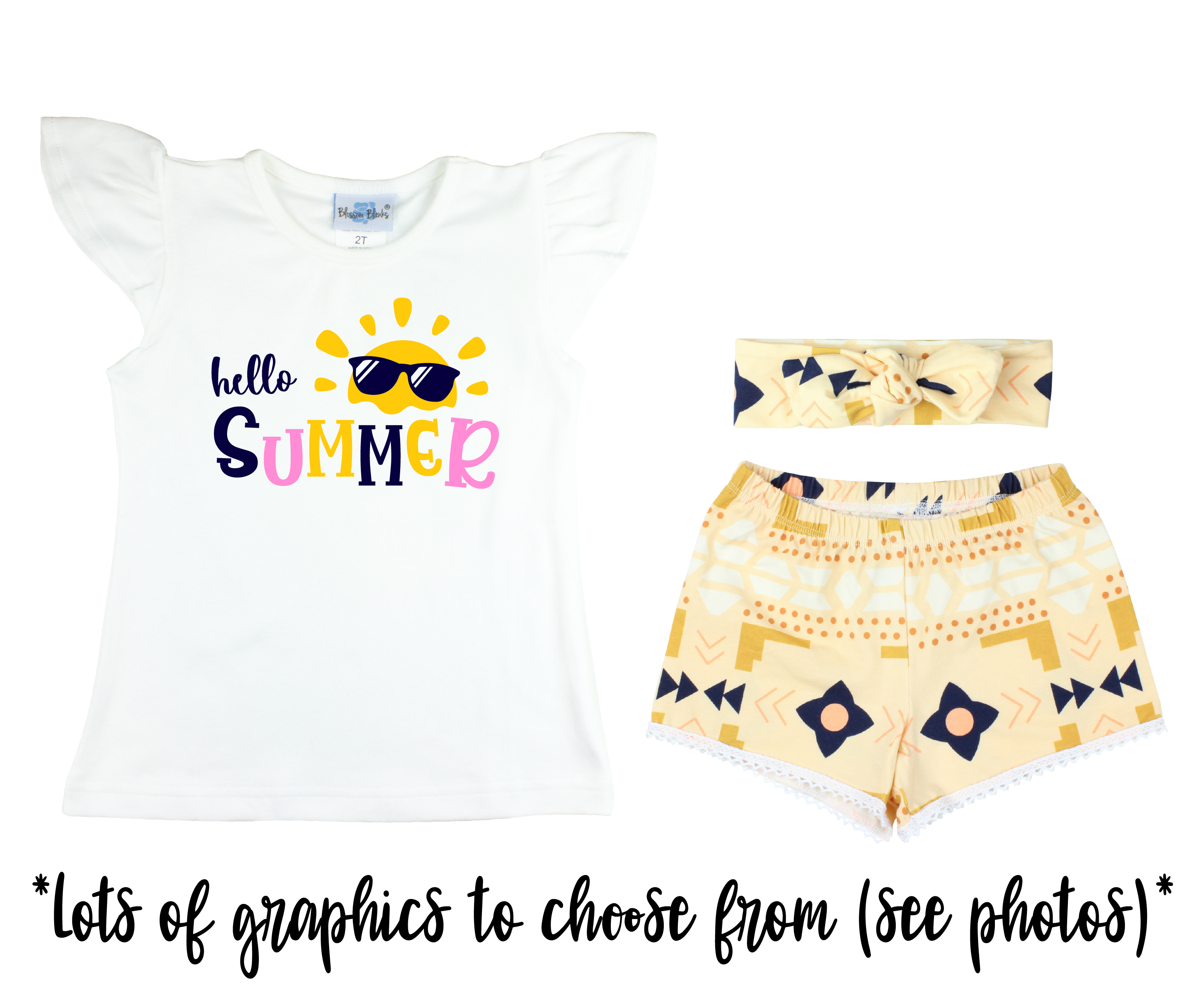 Girl Peach and Navy Aztec Baby Short Outfit