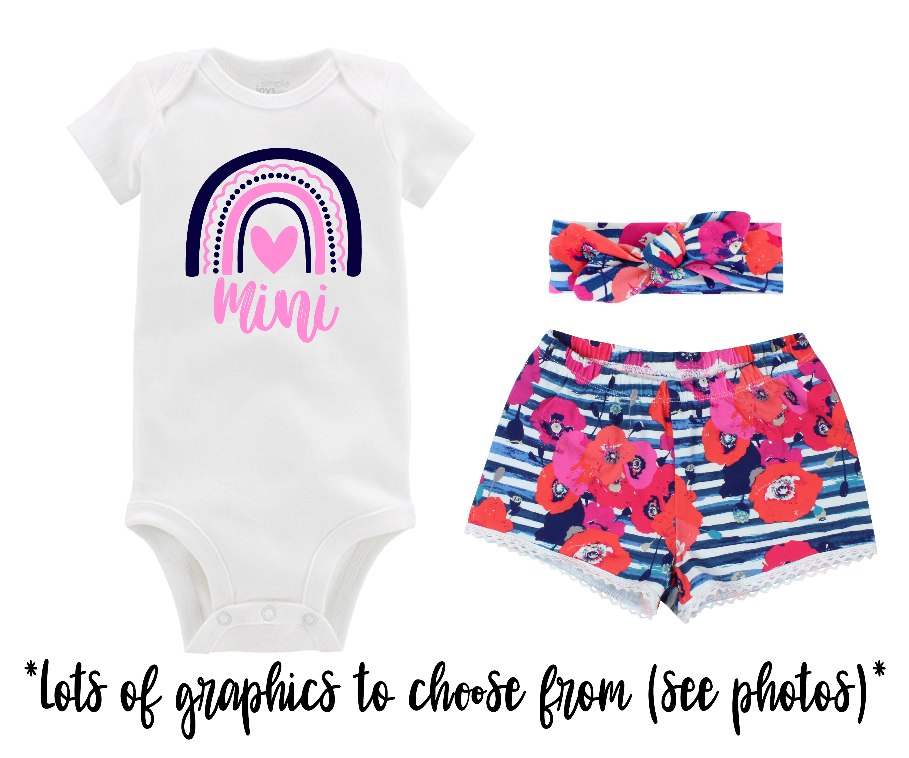 Girl Blue Pink Floral Short Outfit
