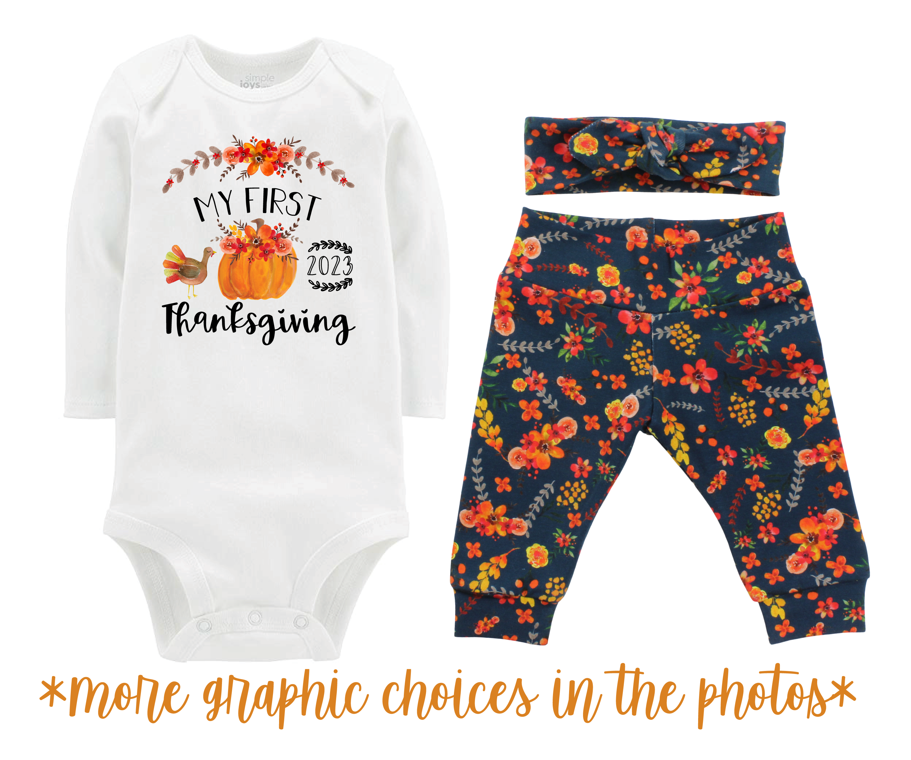 Girl Teal Fall Floral Baby Outfit