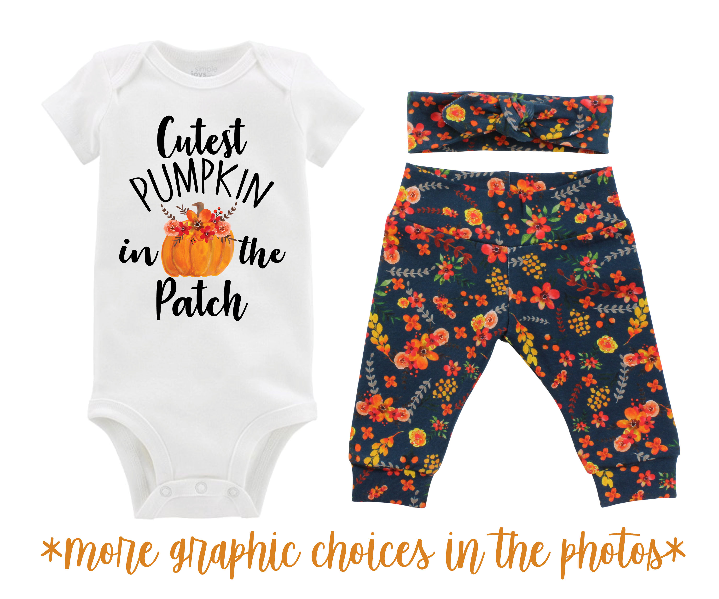 Girl Teal Fall Floral Baby Outfit