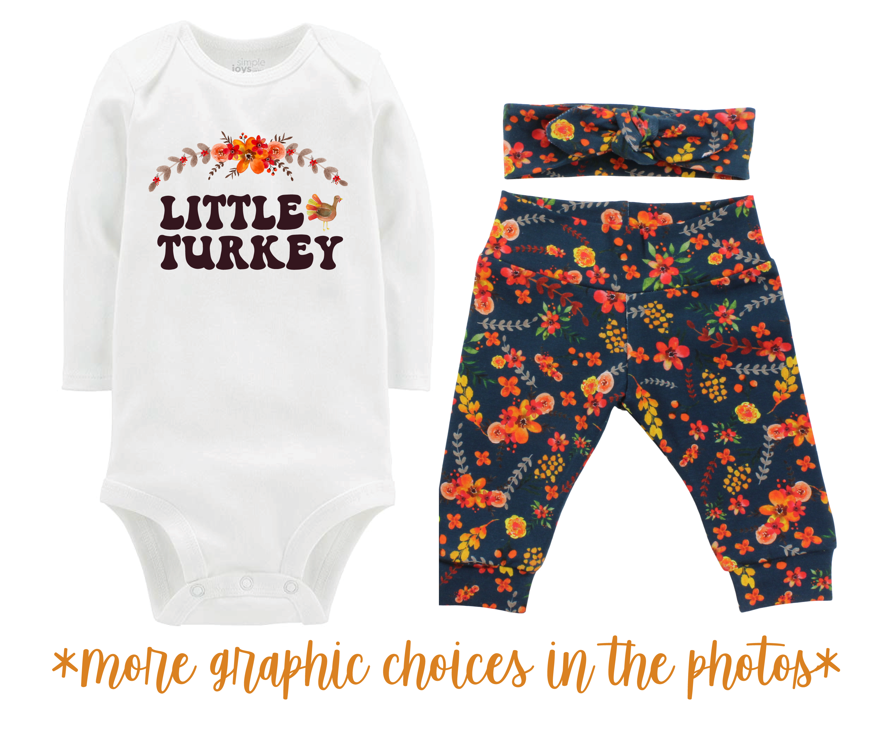 Girl Teal Fall Floral Baby Outfit