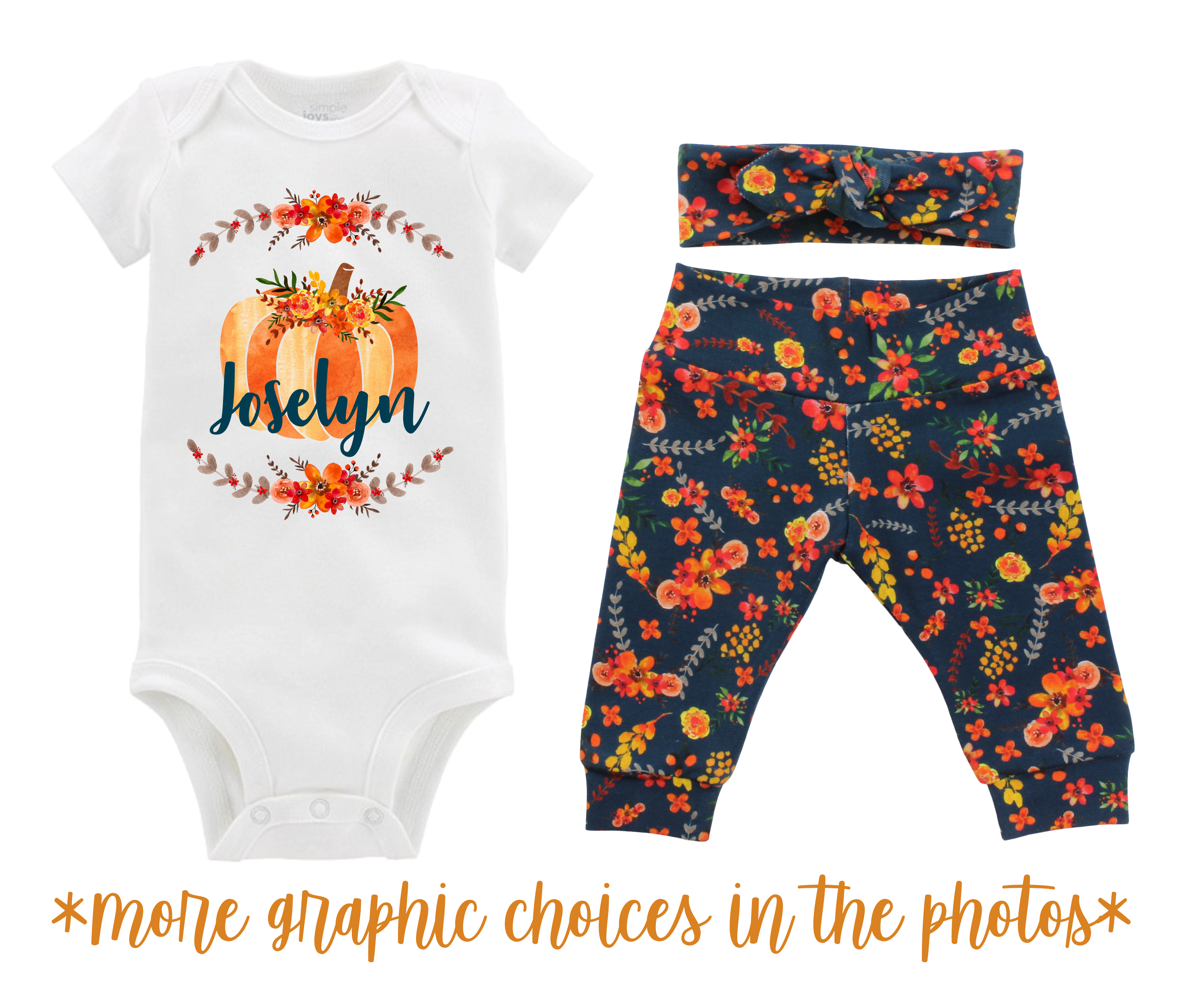 Girl Teal Fall Floral Baby Outfit