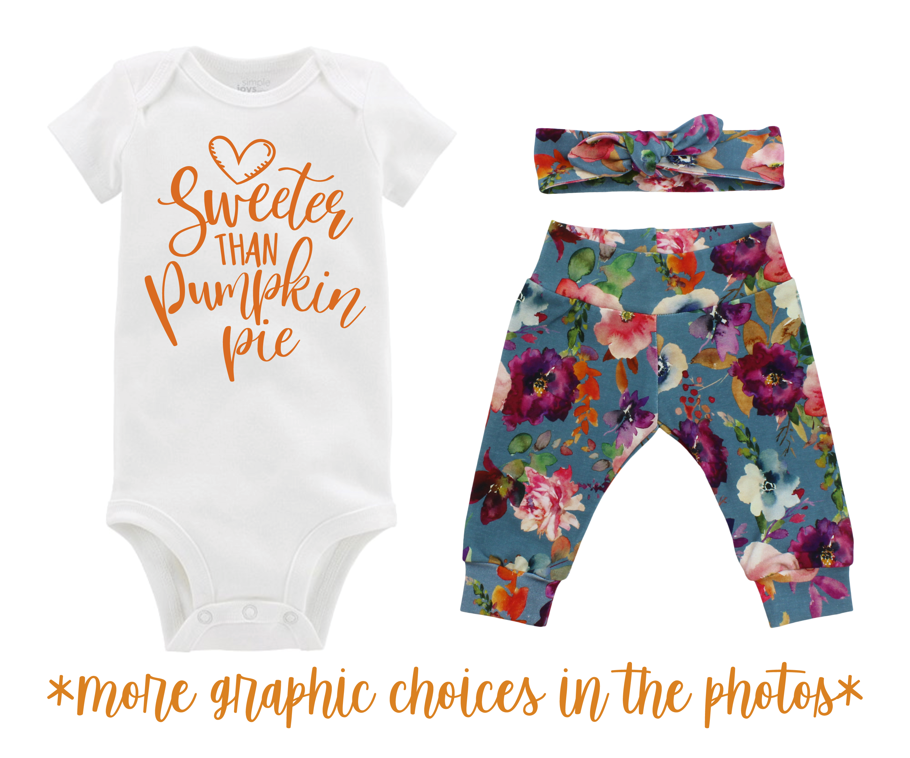 Girl Teal Floral Fall Baby Outfit