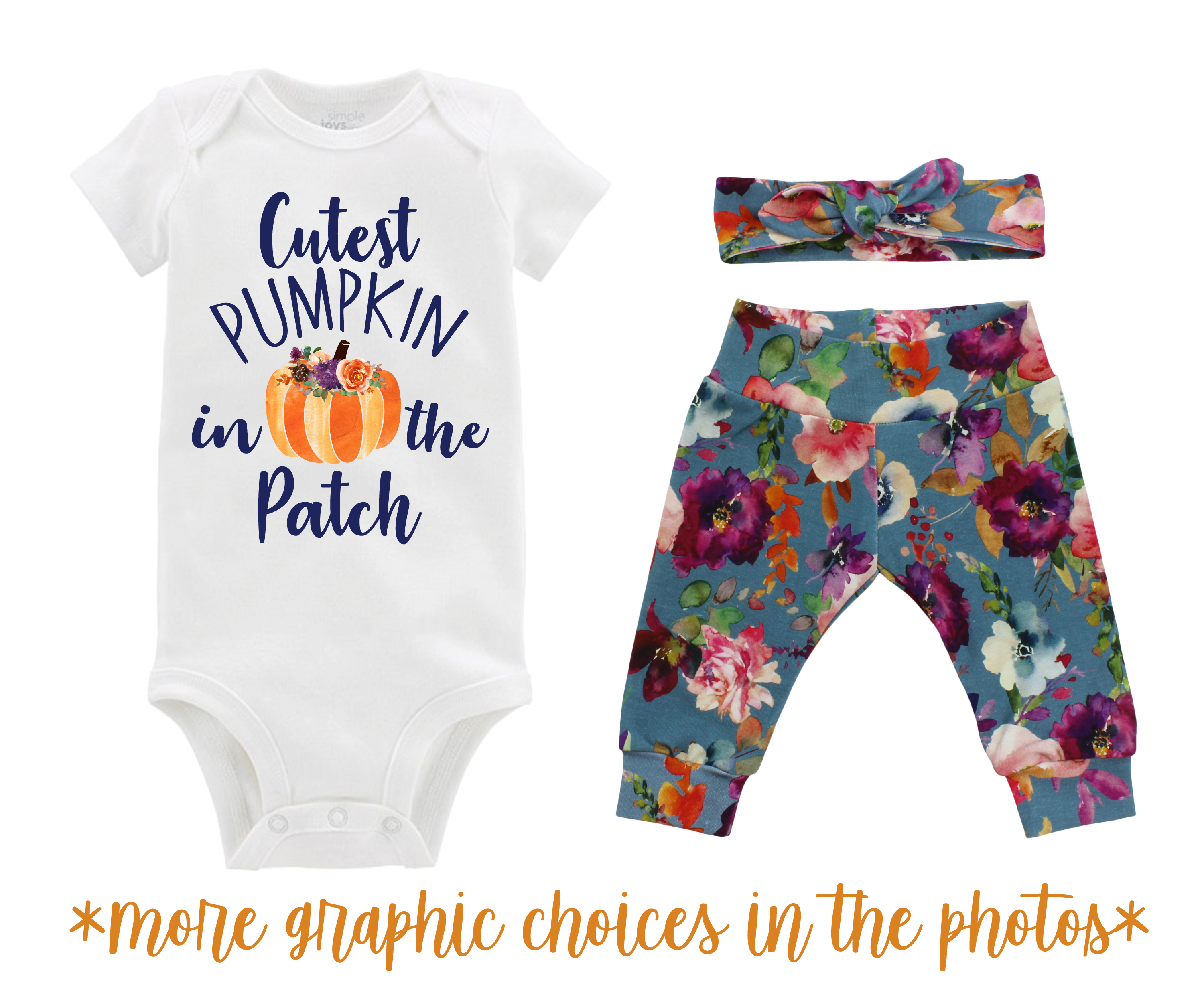 Girl Teal Floral Fall Baby Outfit