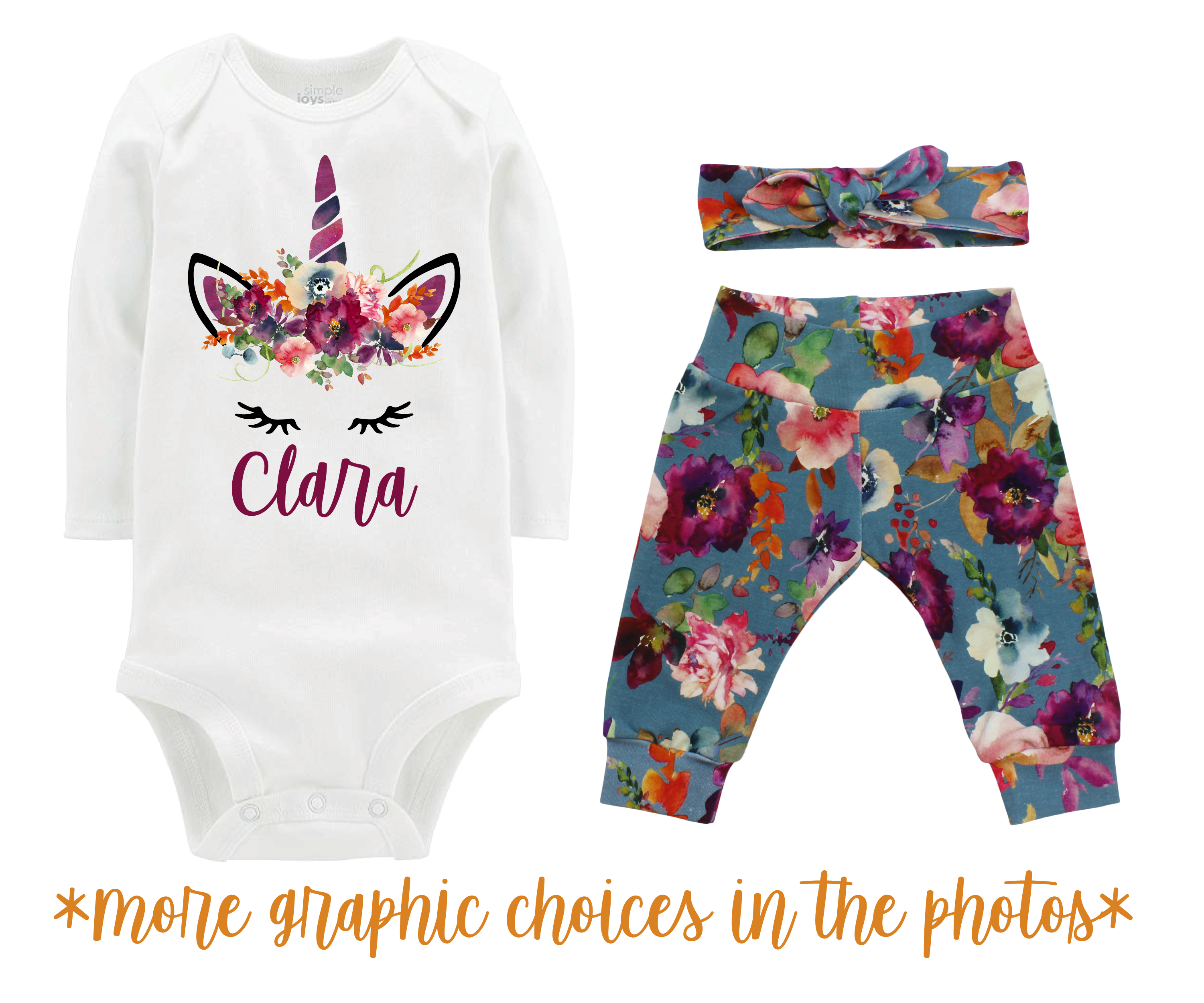 Girl Teal Floral Fall Baby Outfit