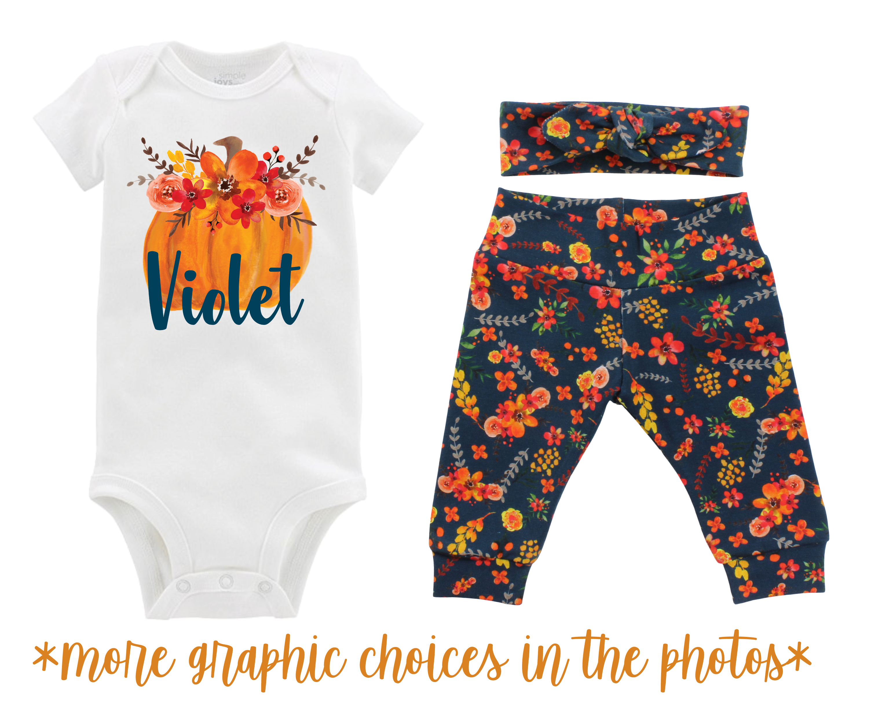 Girl Teal Fall Floral Baby Outfit