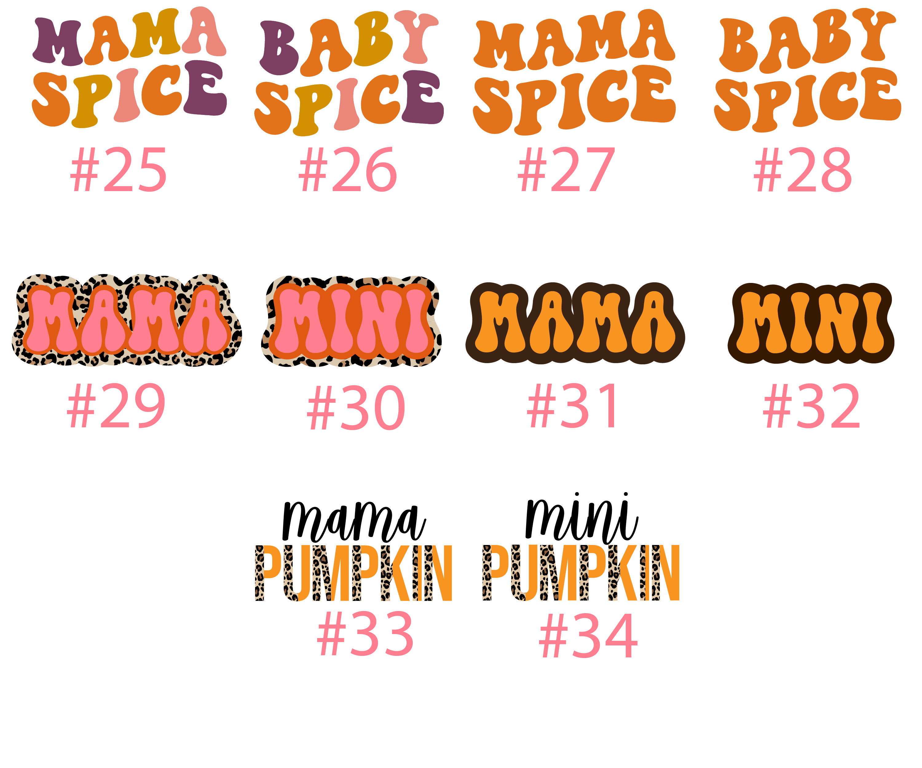 Mama Mini Fall Pumpkin Vibes Retro Matching Tees