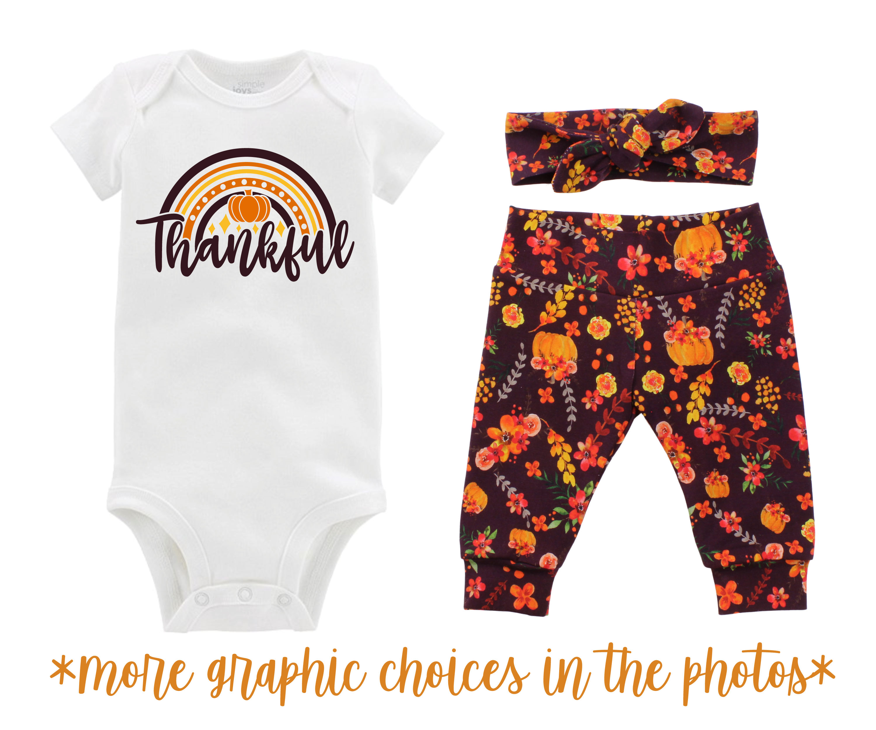 Thanksgiving Wine Fall Floral Baby Outfit