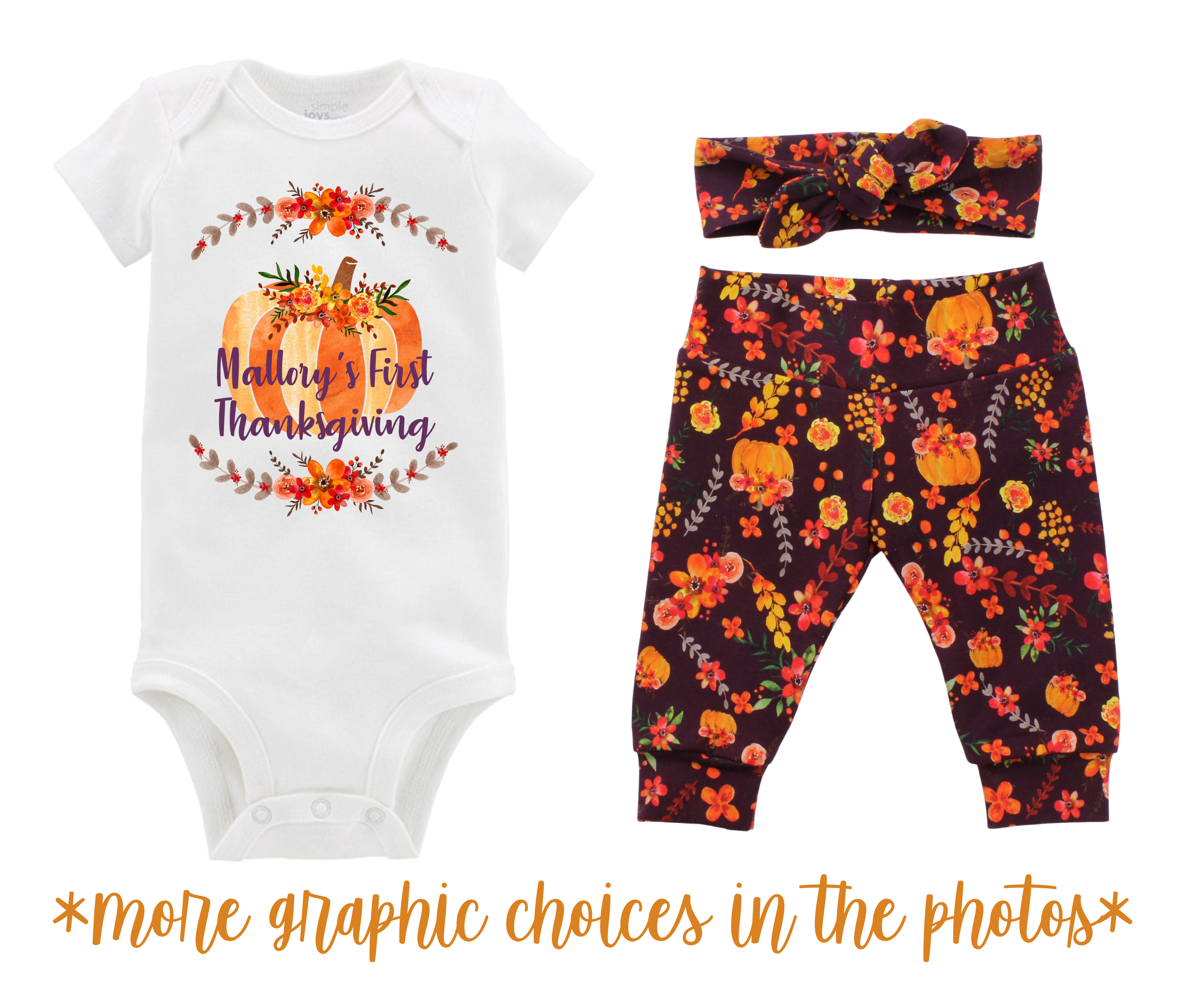 Thanksgiving Wine Fall Floral Baby Outfit