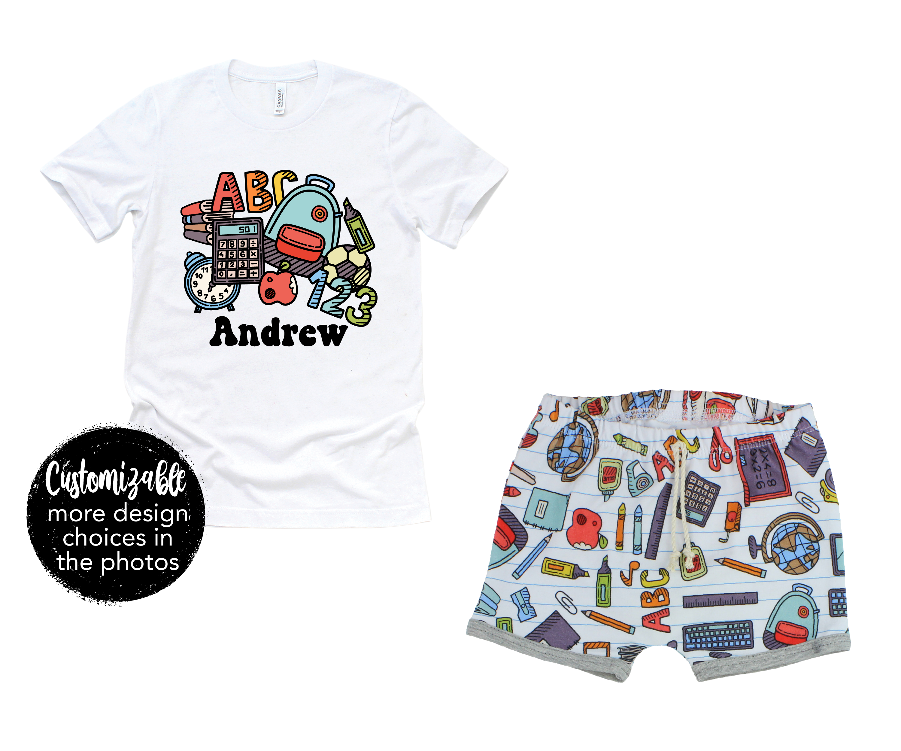 Boy Girl Back to School Toddler Short Outfit